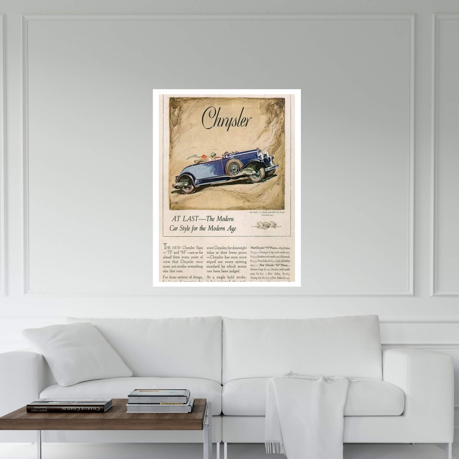 1928 Chrysler Magazine Advert Canvas Wall Art - Y Canvas