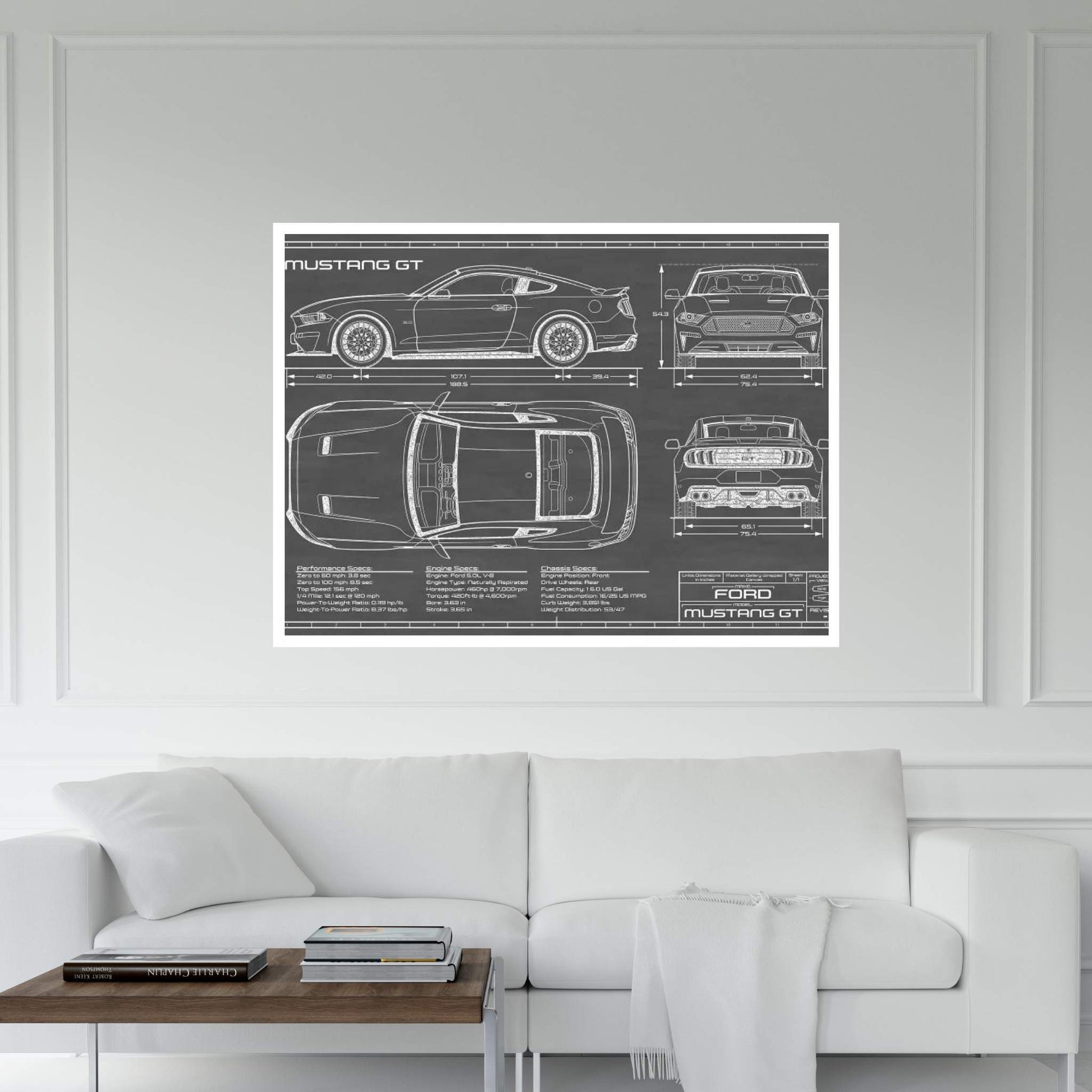 Mustang GT (2018-2020) Black Canvas Wall Art - Y Canvas