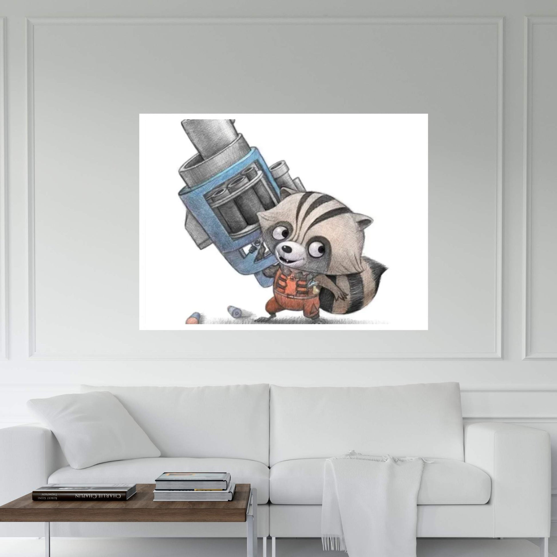 Baby Rocket Raccoon Canvas Wall Art - Y Canvas