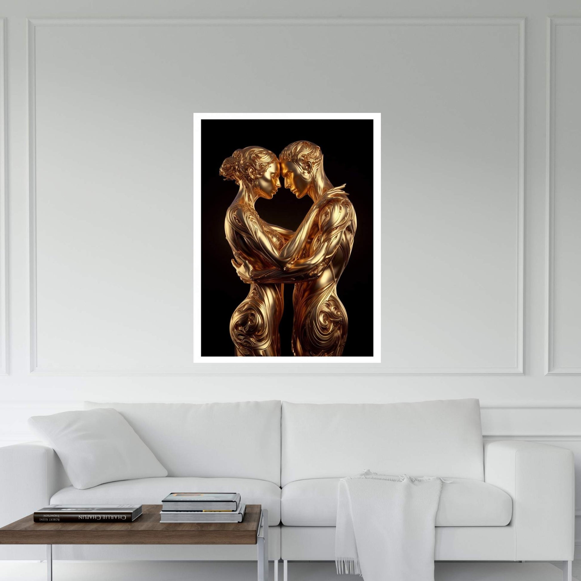 Metalic Gold Love Couple Canvas Wall Art - Y Canvas