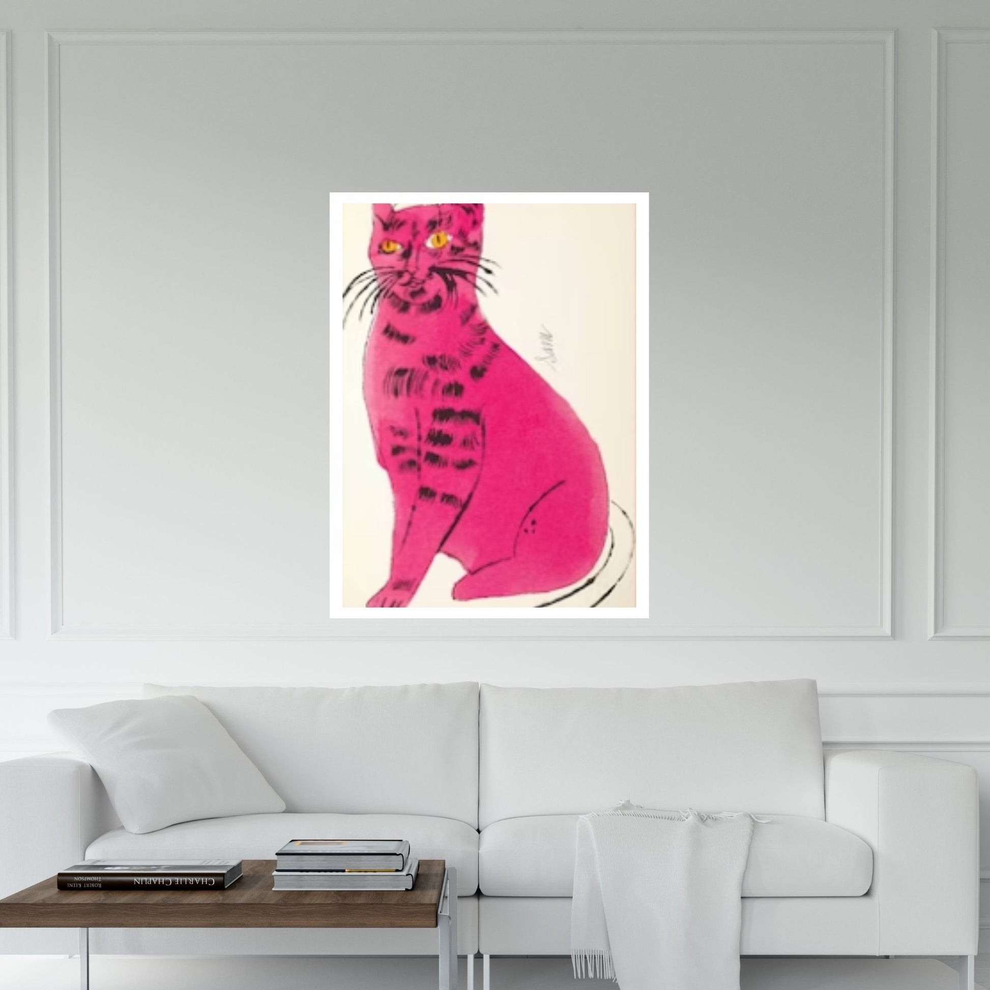 Andy Warhol Pink Cat Pop Art Canvas Wall Art, Cat Sam poster, Cat Print, Contemporary Art Print - Y Canvas