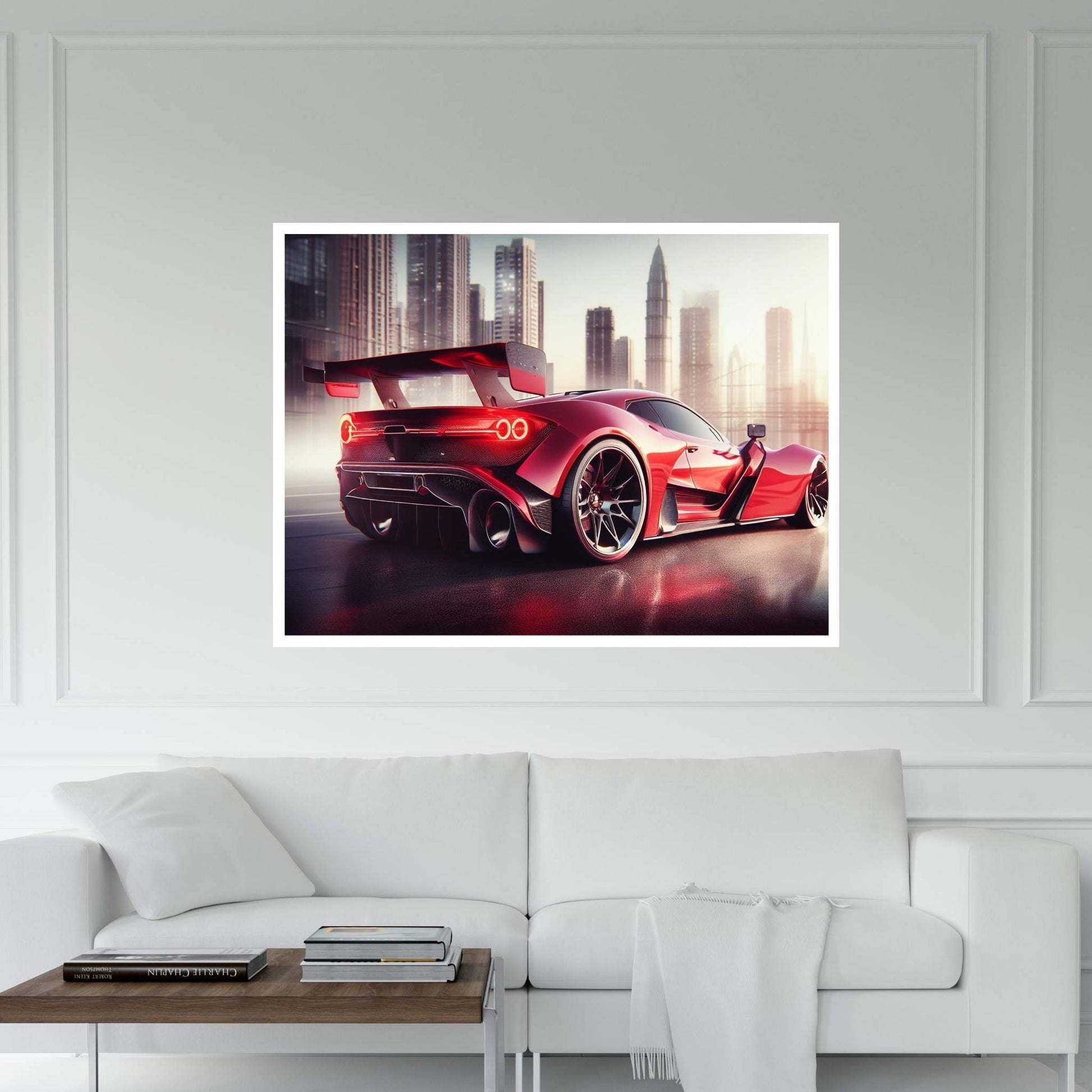 Red Sports Car Canvas Wall Art Decor - Y Canvas