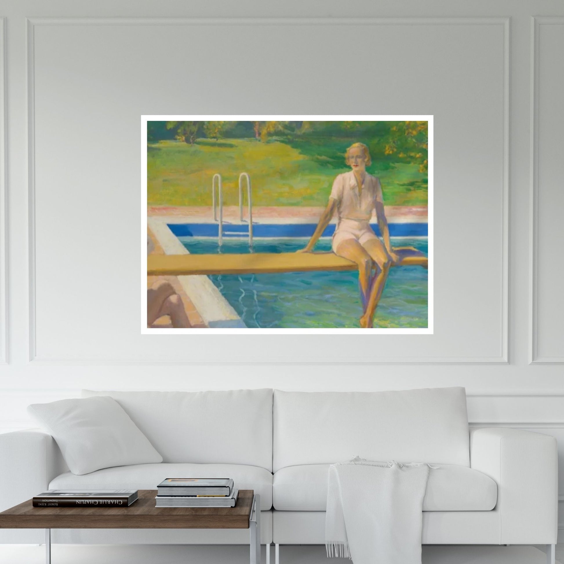 Girl At The Swimming Pool Canvas Wall Art ,Swimming Pool Wall Art Print, Pretty Girl Summer Portrait - Y Canvas