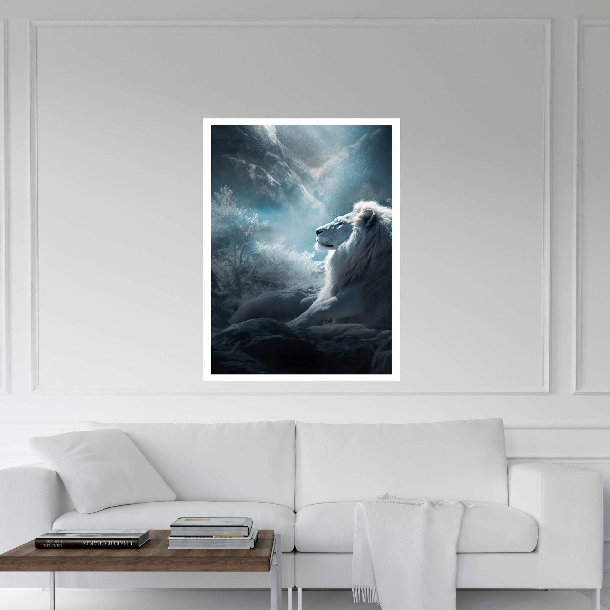 White Lion Canvas Wall Art , Animal Canvas Wall Art - Y Canvas