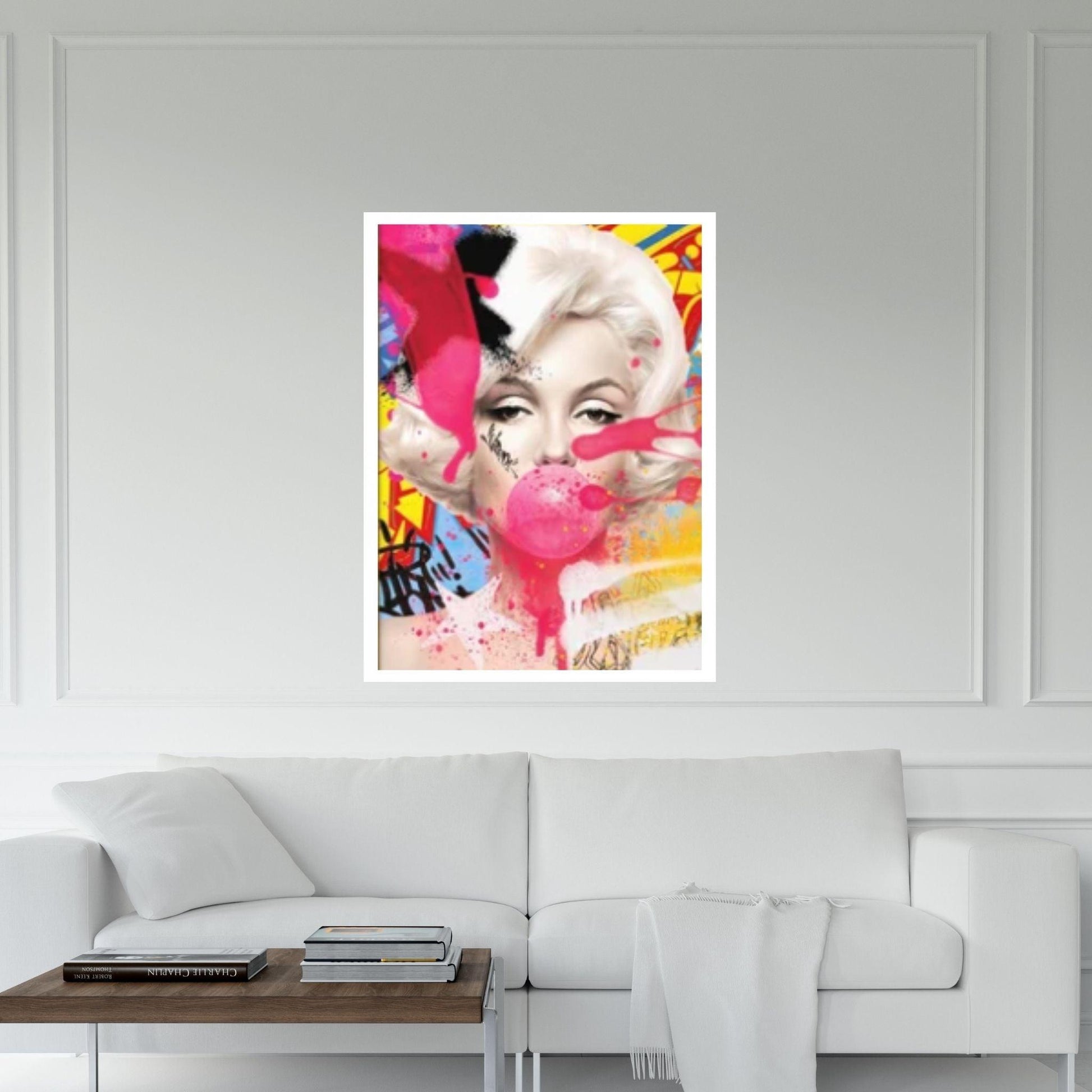 Marilyn Monroe Wall Art Canvas / Monroe Pink Bubble Gum Art Poster Wall Art - Y Canvas