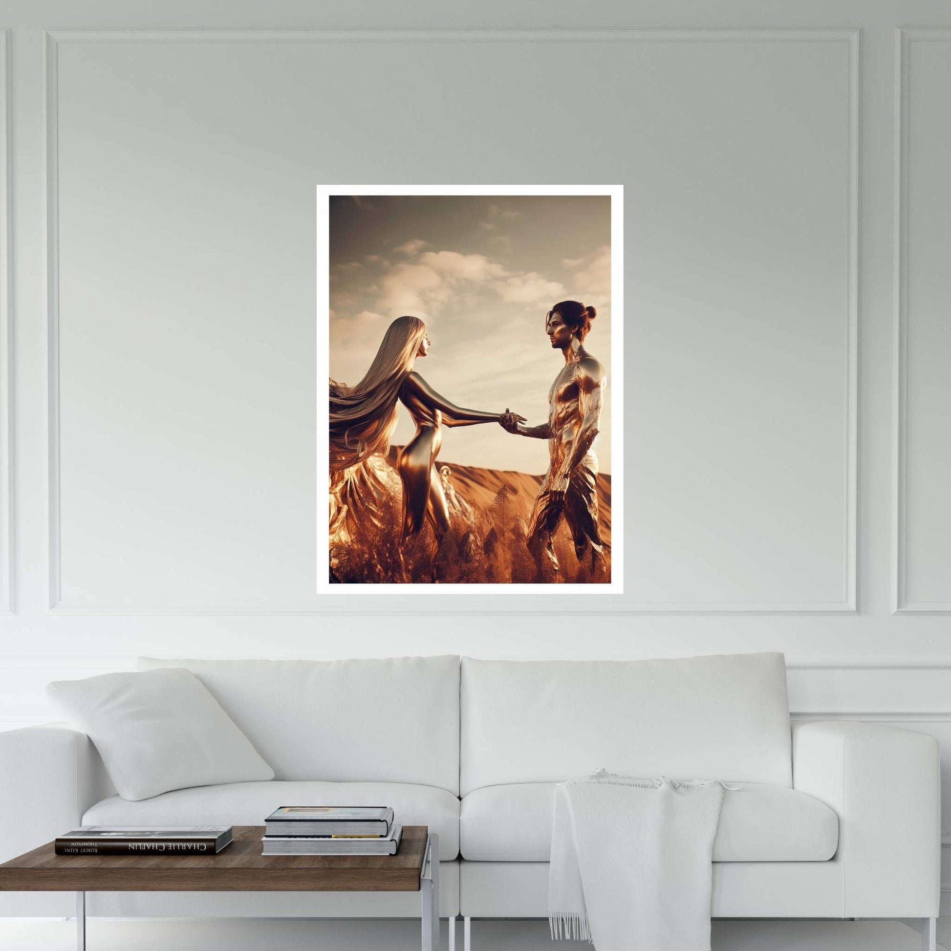 Metalic Love Man and Woman Canvas Wall Art - Y Canvas