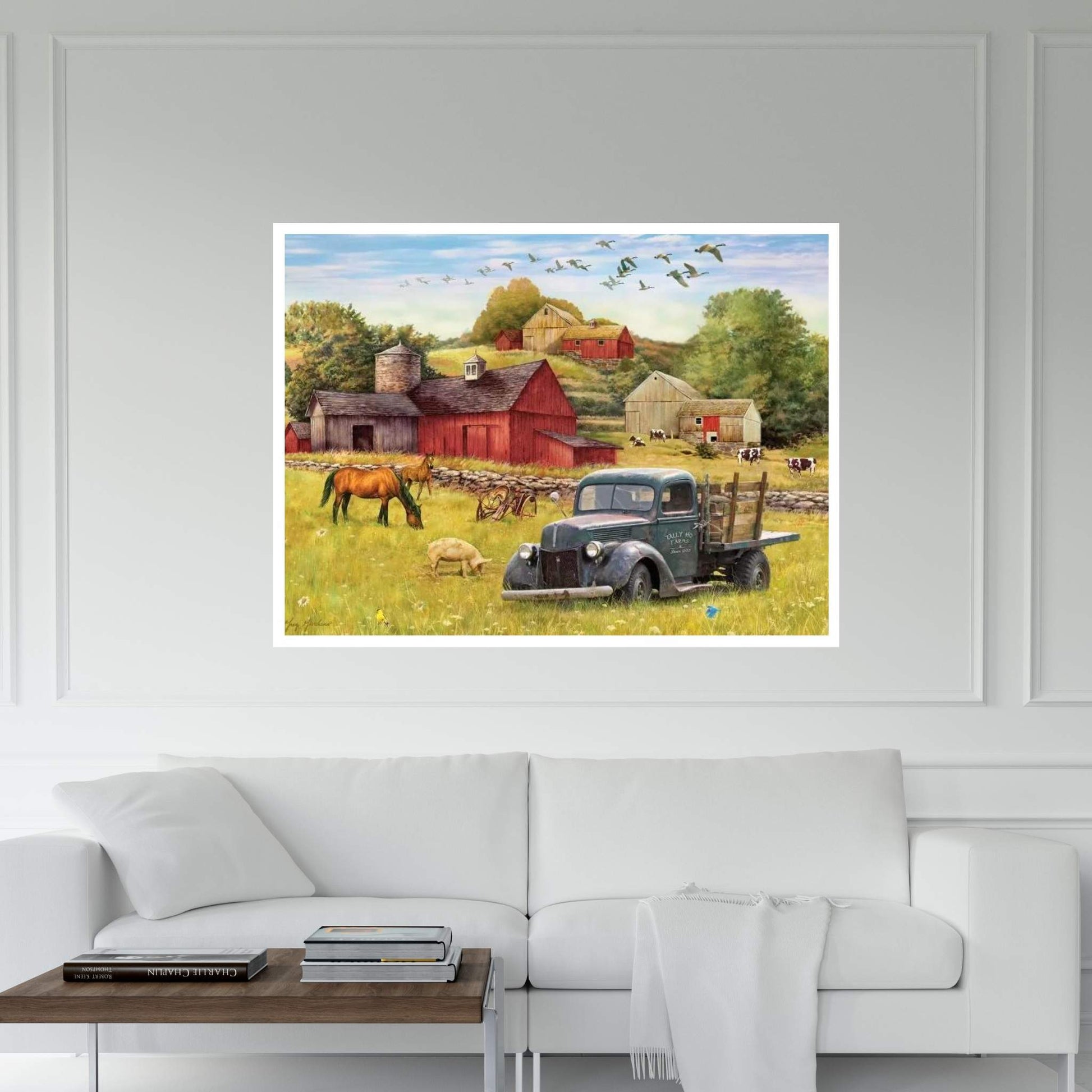 Tally Ho Farms And Truck Canvas Wall Art - Y Canvas