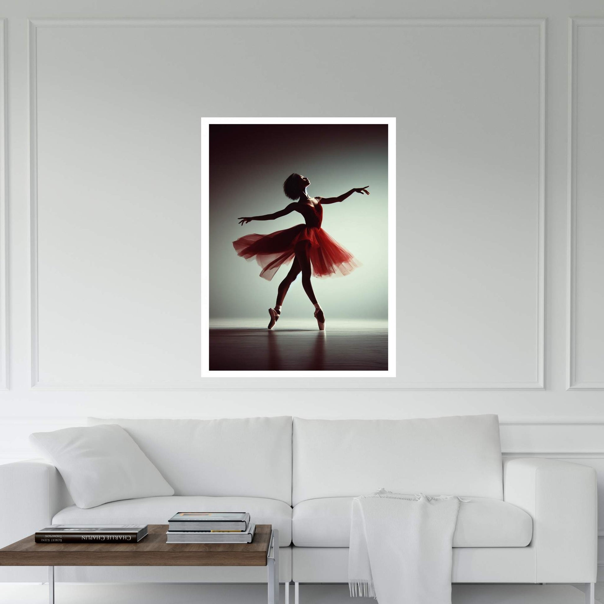 African Black Woman Ballerina in Red Dress Canvas Wall Art Home Decor - Y Canvas