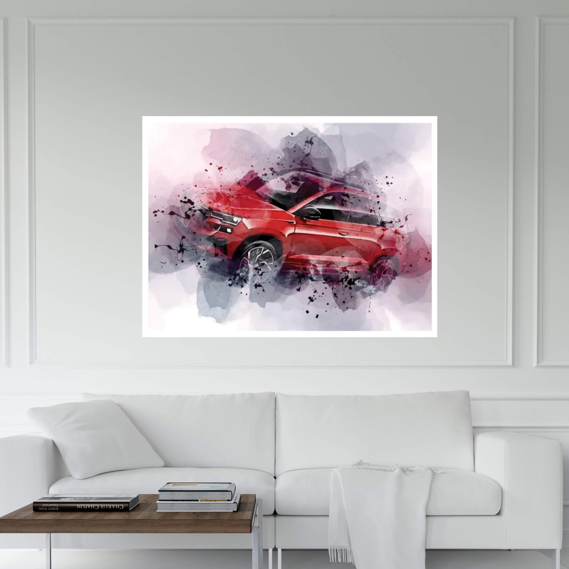 2022 Skoda Karoq Sportline Exterior Red Crossover Canvas Wall Art - Y Canvas