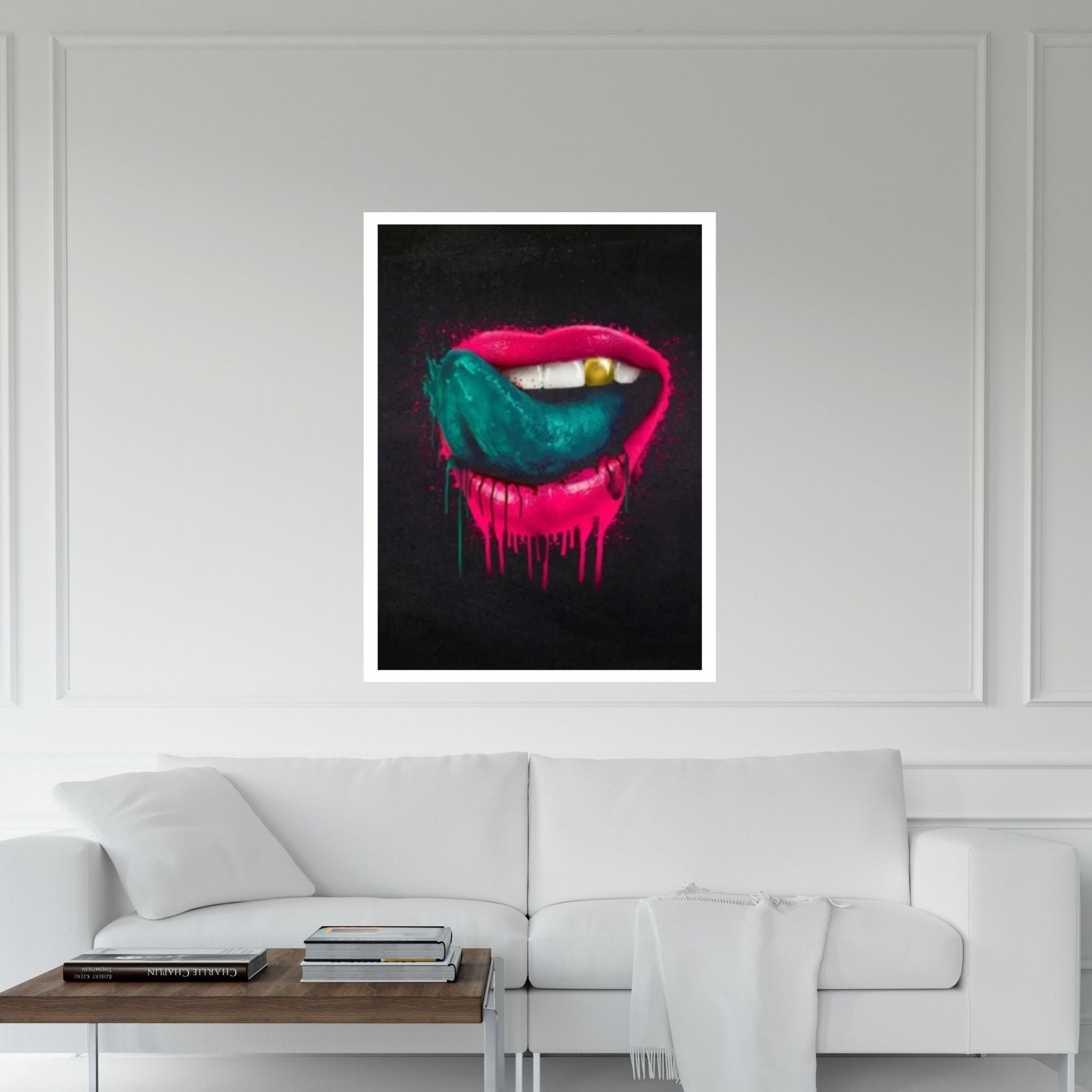 Large Sexy Lips Print on Canvas, Christmas Gift, Floating Frame Option - Y Canvas