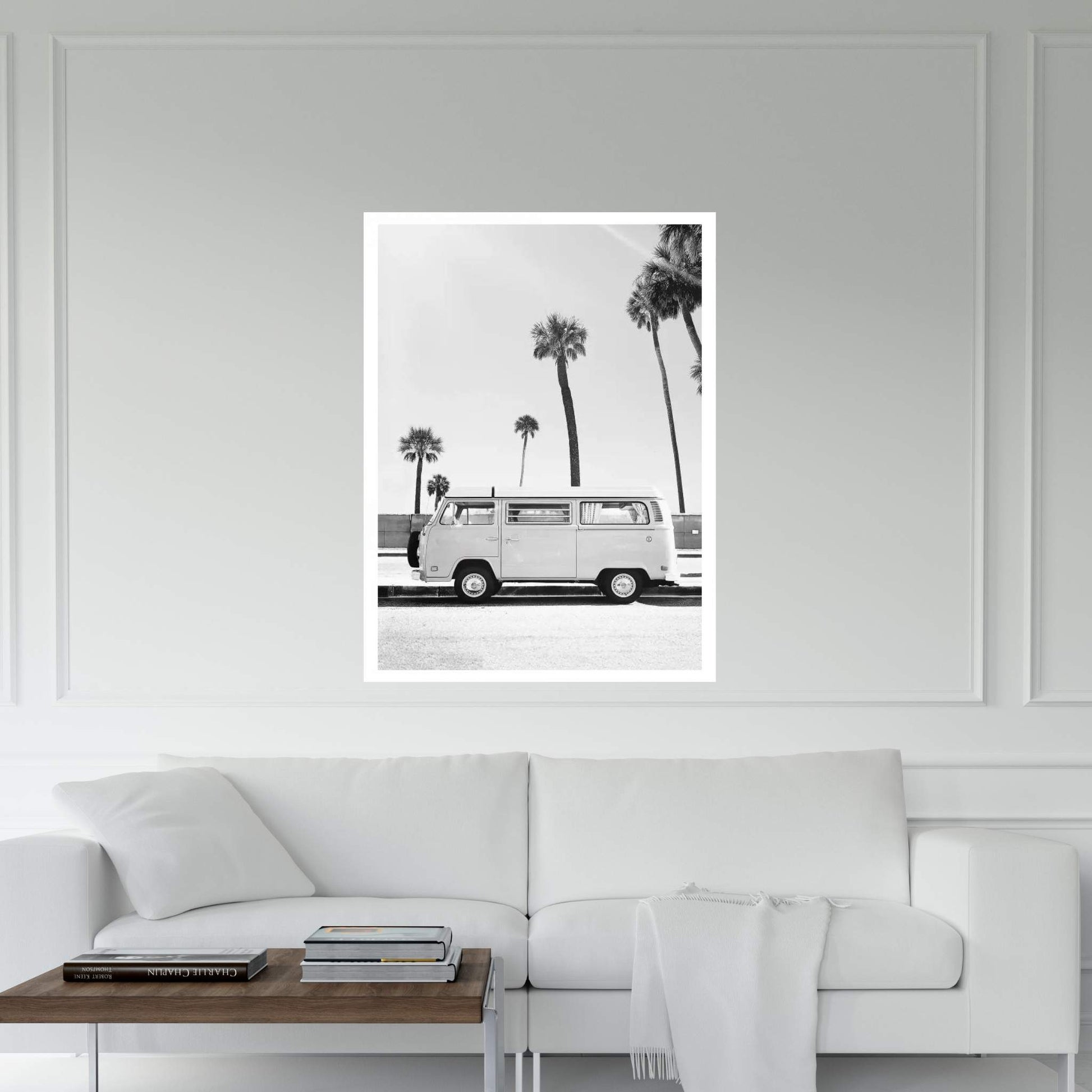 Van In Black & White Canvas Wall Art - Y Canvas