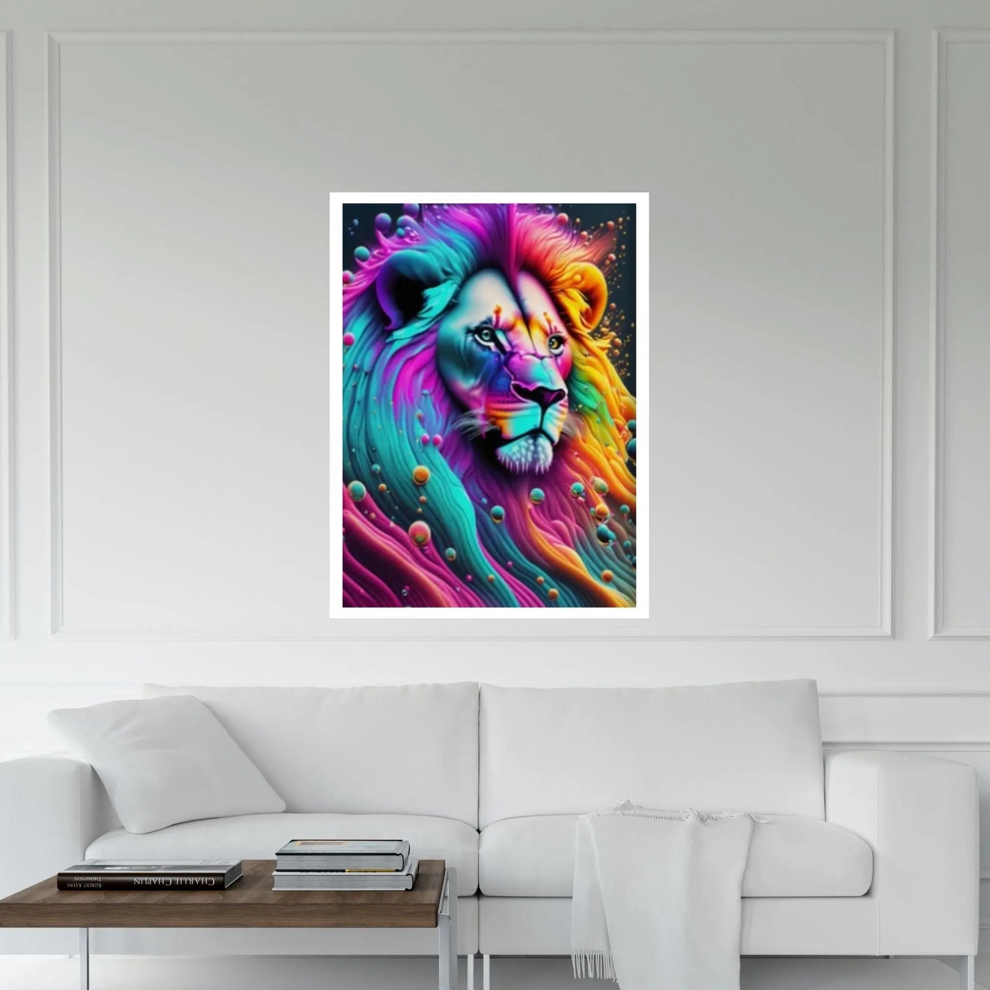 Colorful African Lion Canvas Wall Art, Animal Wall Art - Y Canvas