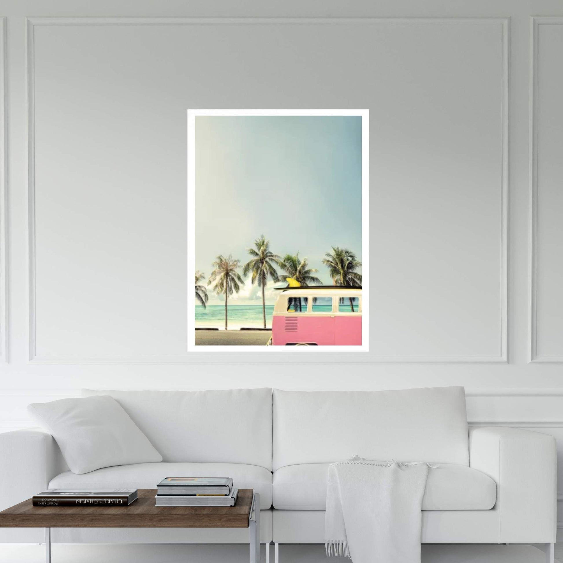 Surf Bus Pink Canvas Wall Art - Y Canvas