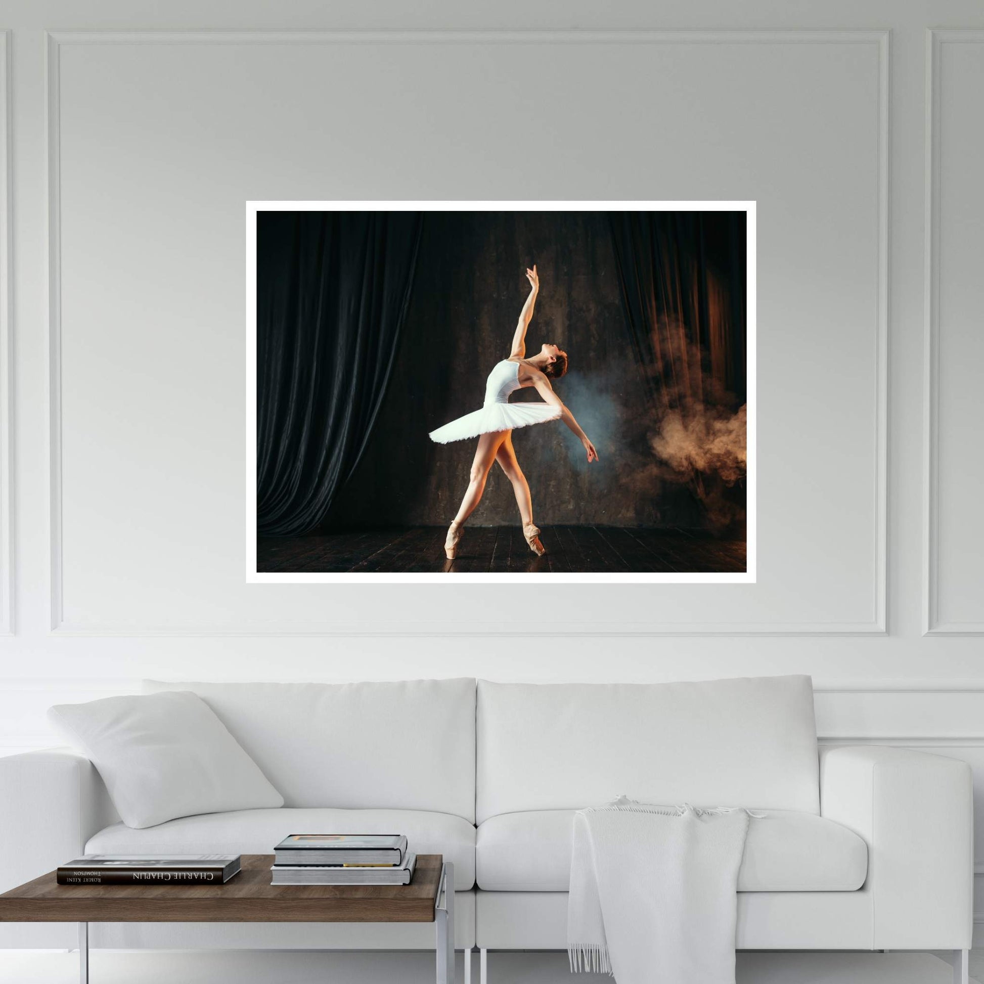 Ballerina Woman in White Dress Canvas Art Wall Decor - Y Canvas