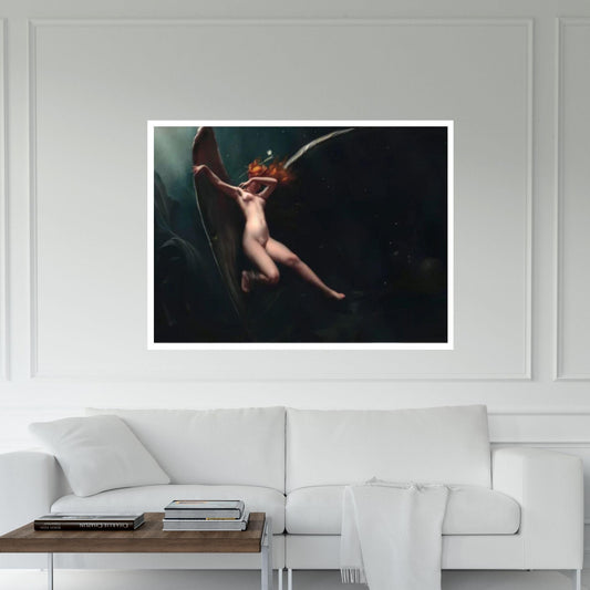 Large A Fairy Under Starry Skies -/ Floating Frame Option, Luis Ricardo Falero Print on Canvas Wall Art - Y Canvas