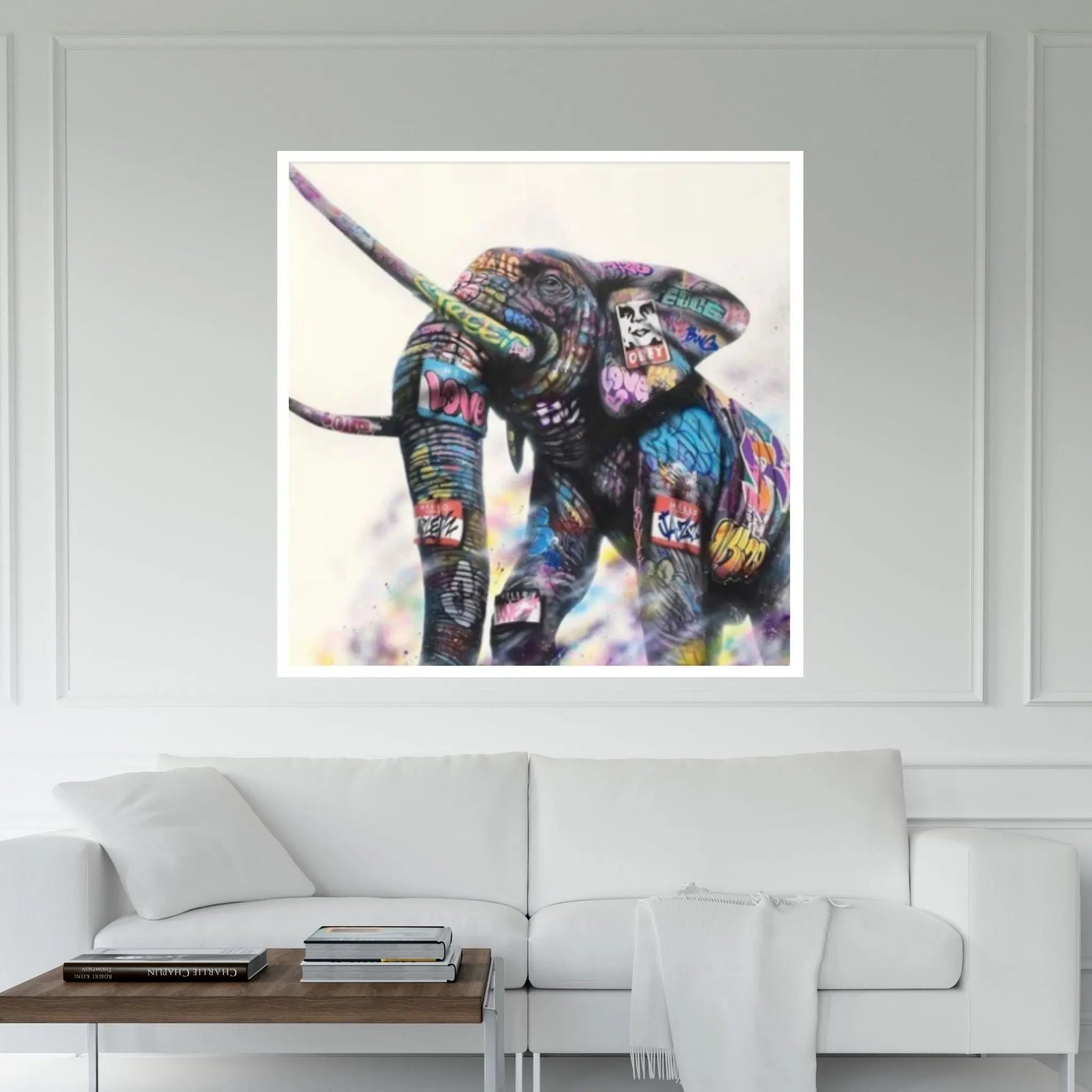 Banksy Canvas Wall Art,Banksy Street Art, Banksy Graffiti Poster, Banksy Elephant Canvas Art - Y Canvas