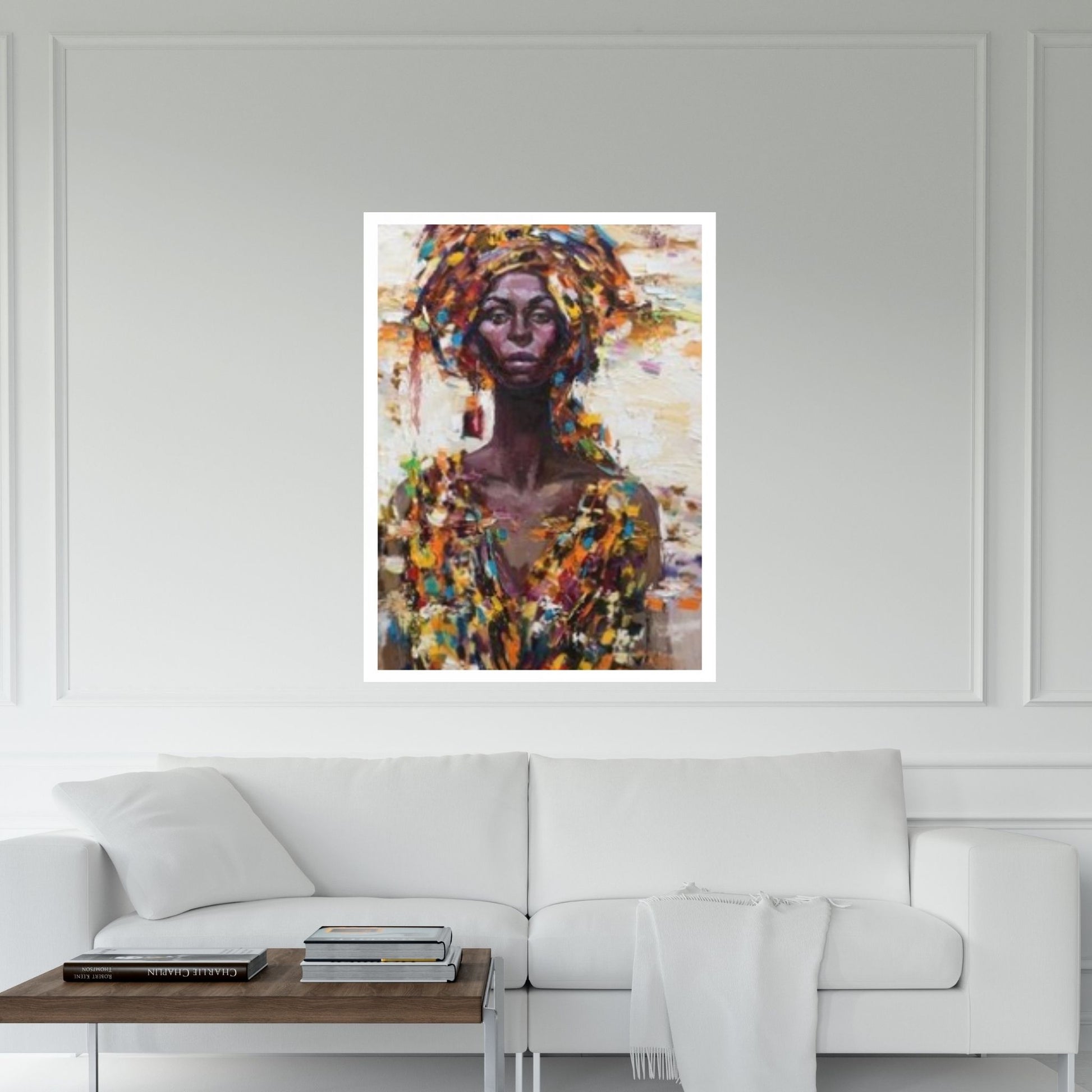 American Afro Black Woman Portrait, Afro Art,Canvas print, Colorful Wall Art, African Woman Makeup Wall Art - Y Canvas