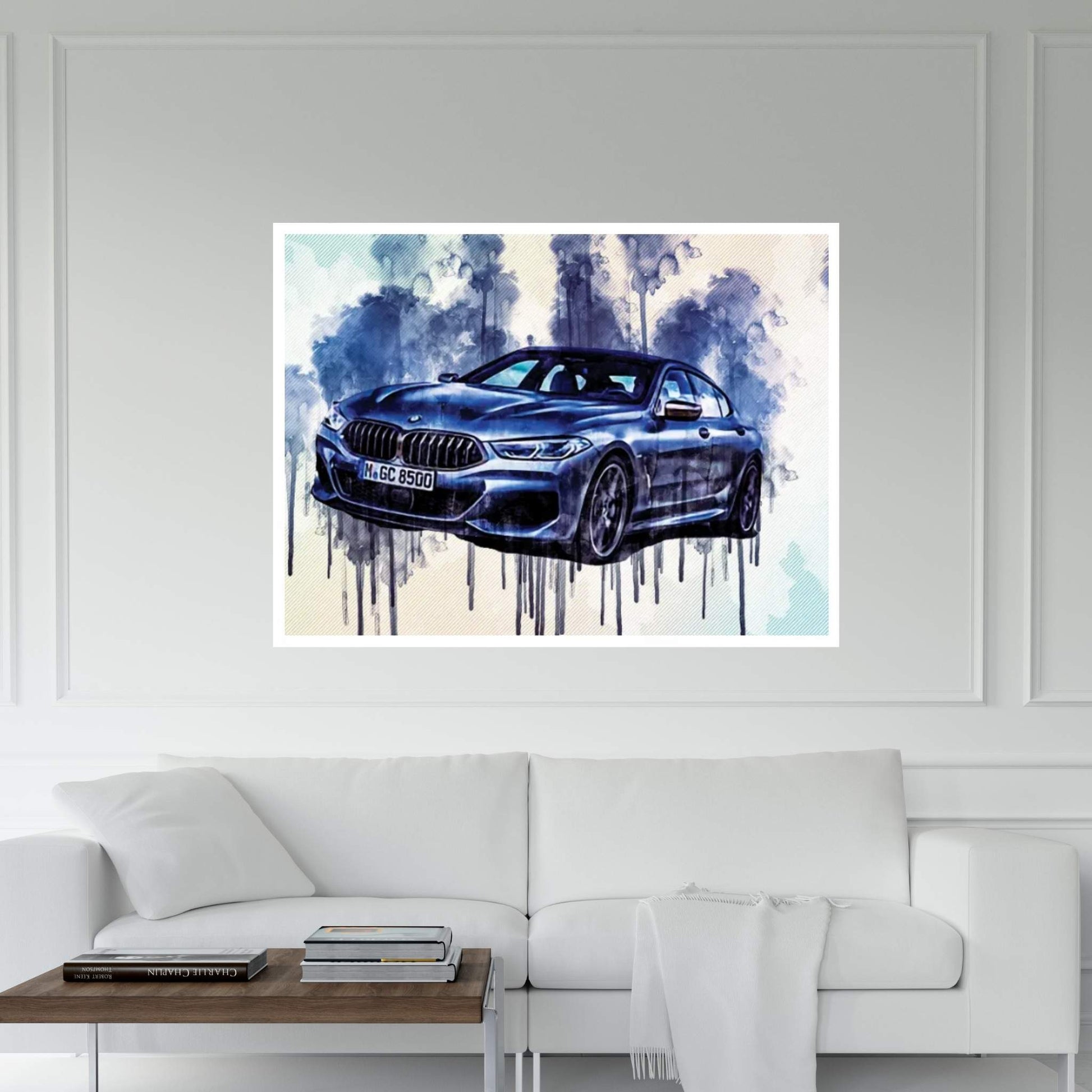 2020 BMW 8-Series Gran Front View Gray Canvas Wall Art - Y Canvas