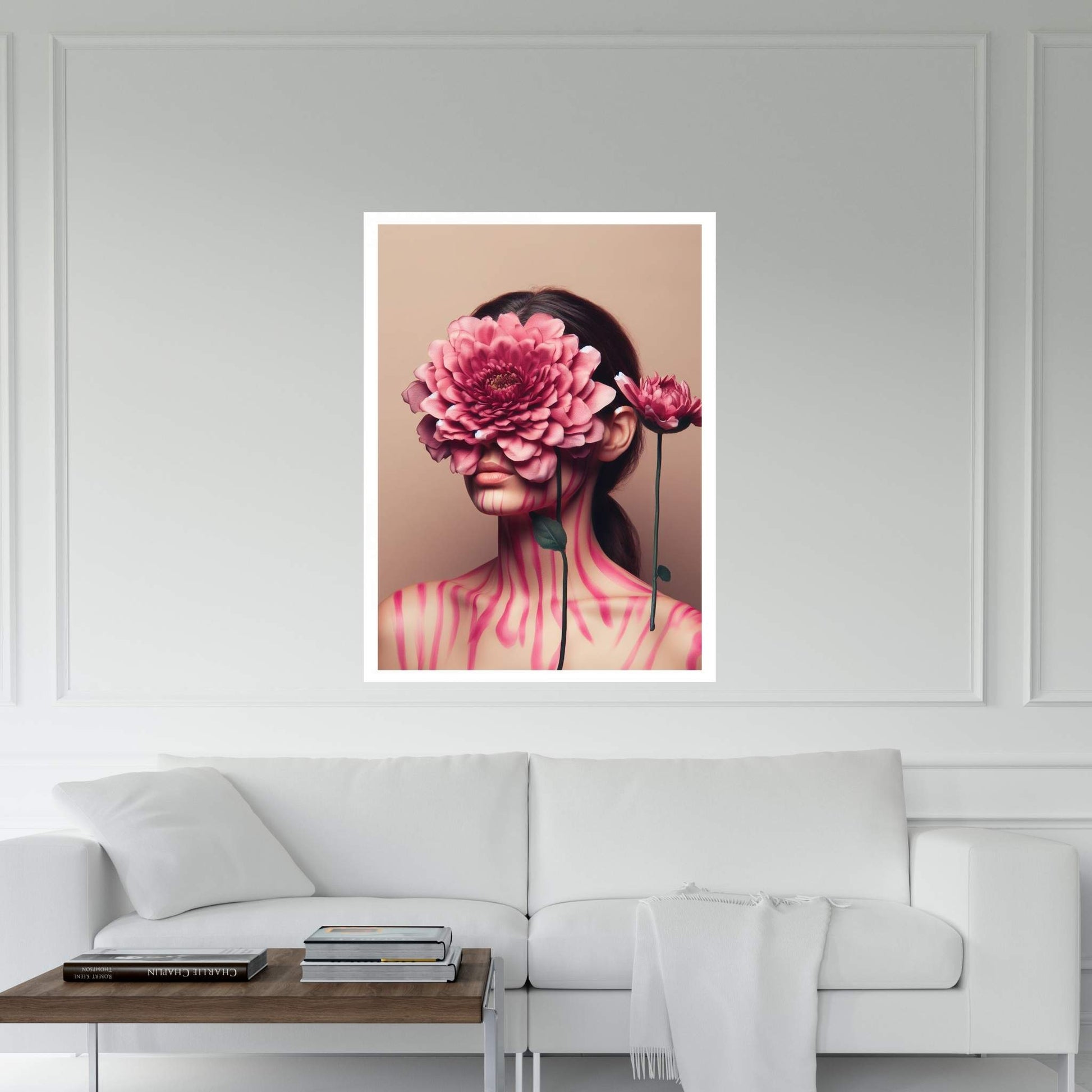 Woman Portrait Flower Head Canvas Wall Art - Y Canvas