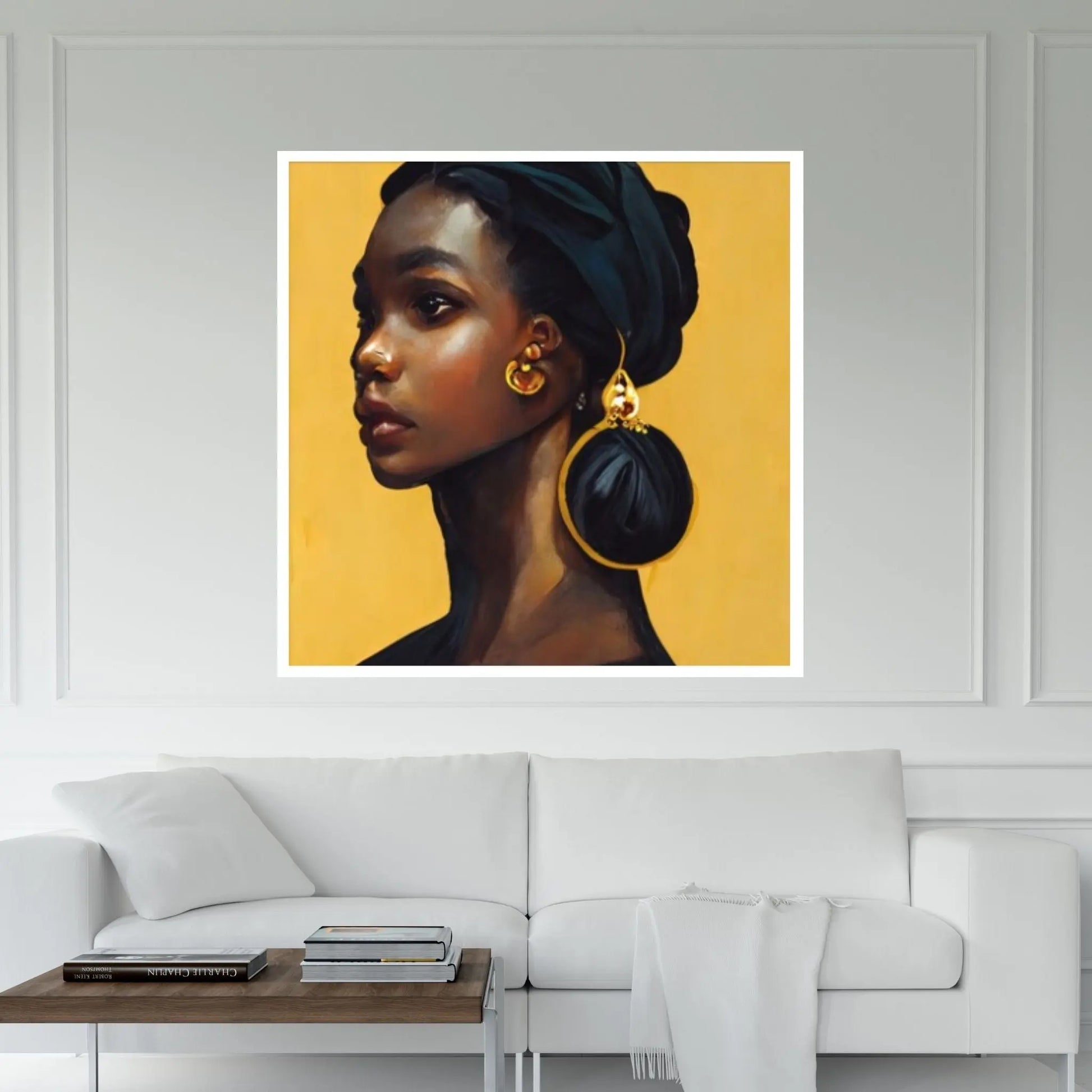 Black woman head flowers Canvas wall art,Black art, Black girl print, flower woman painting, Girl Flowers Poster - Y Canvas