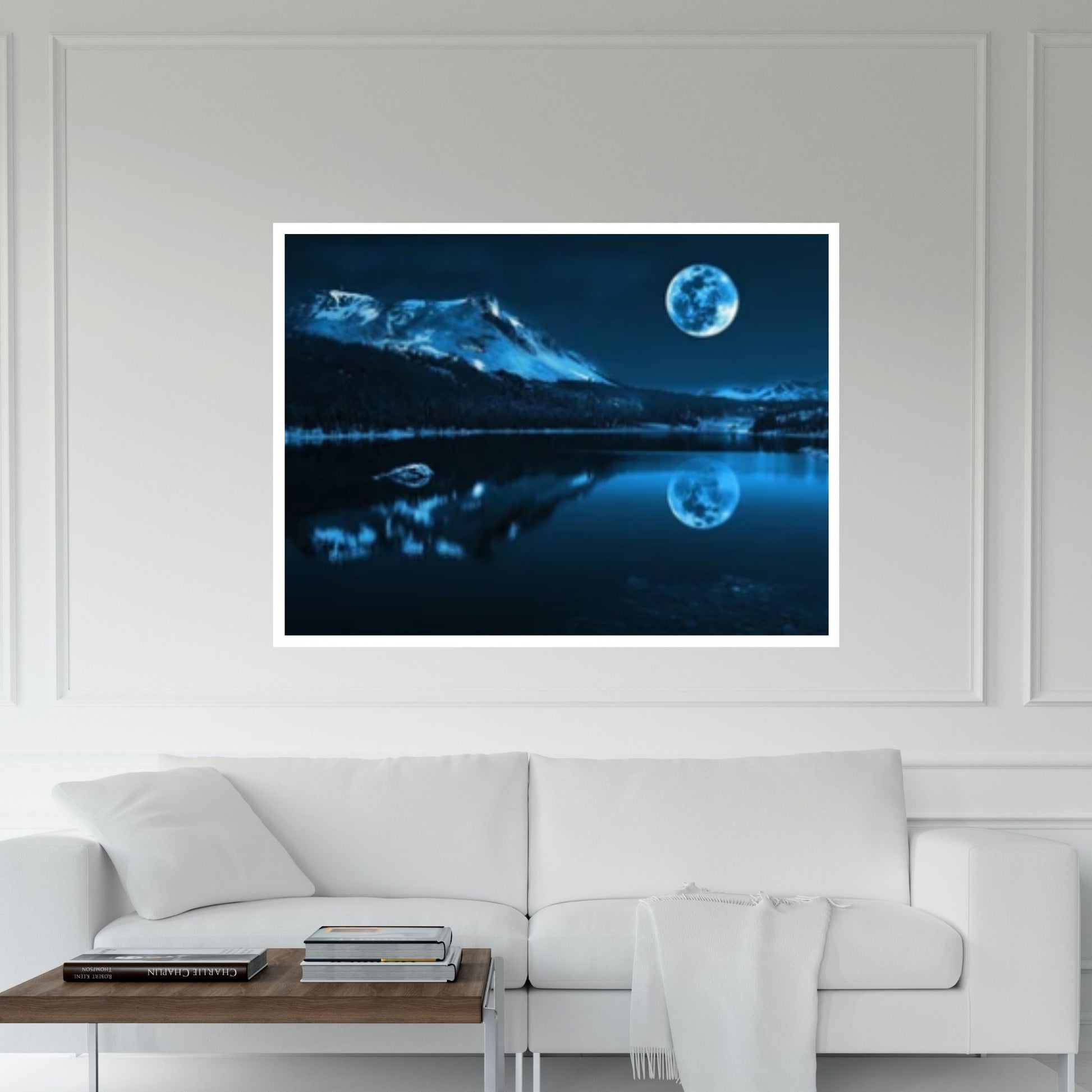 Moon over the Sea, Sea Sparkle Print on Canvas, Modern Wall Art - Y Canvas