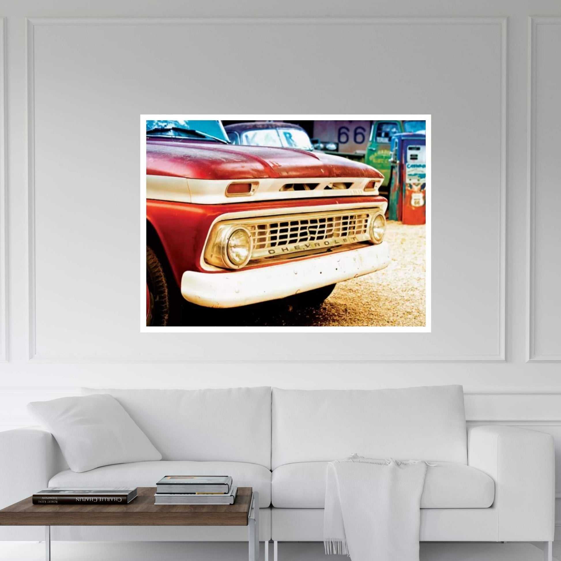 Classic Chevrolet Grill At U.S Route 66 Fill-Up Station Canvas Wall Art - Y Canvas