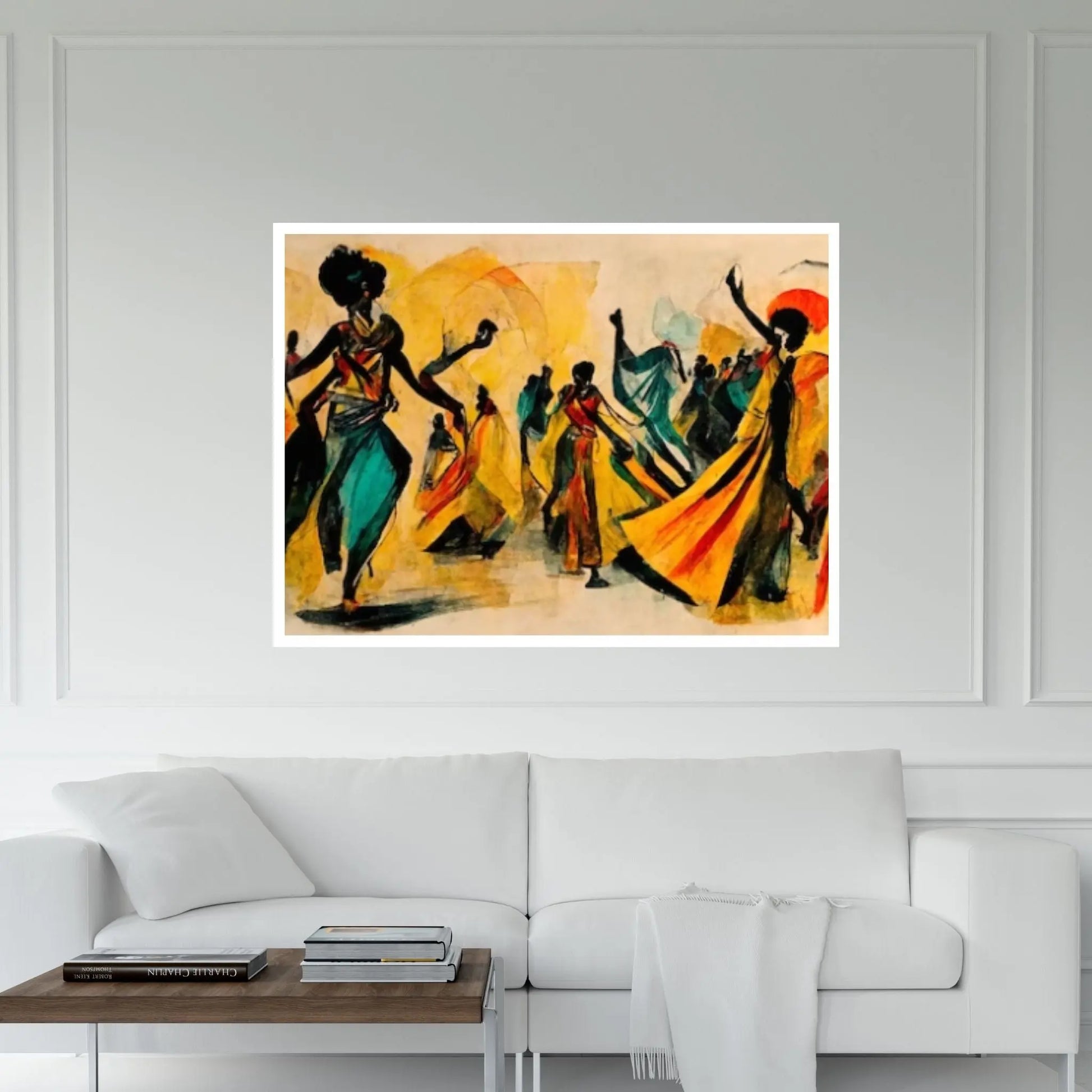 Modern African Canvas Wall Art - Colorful and Abstract Dancing People - Y Canvas