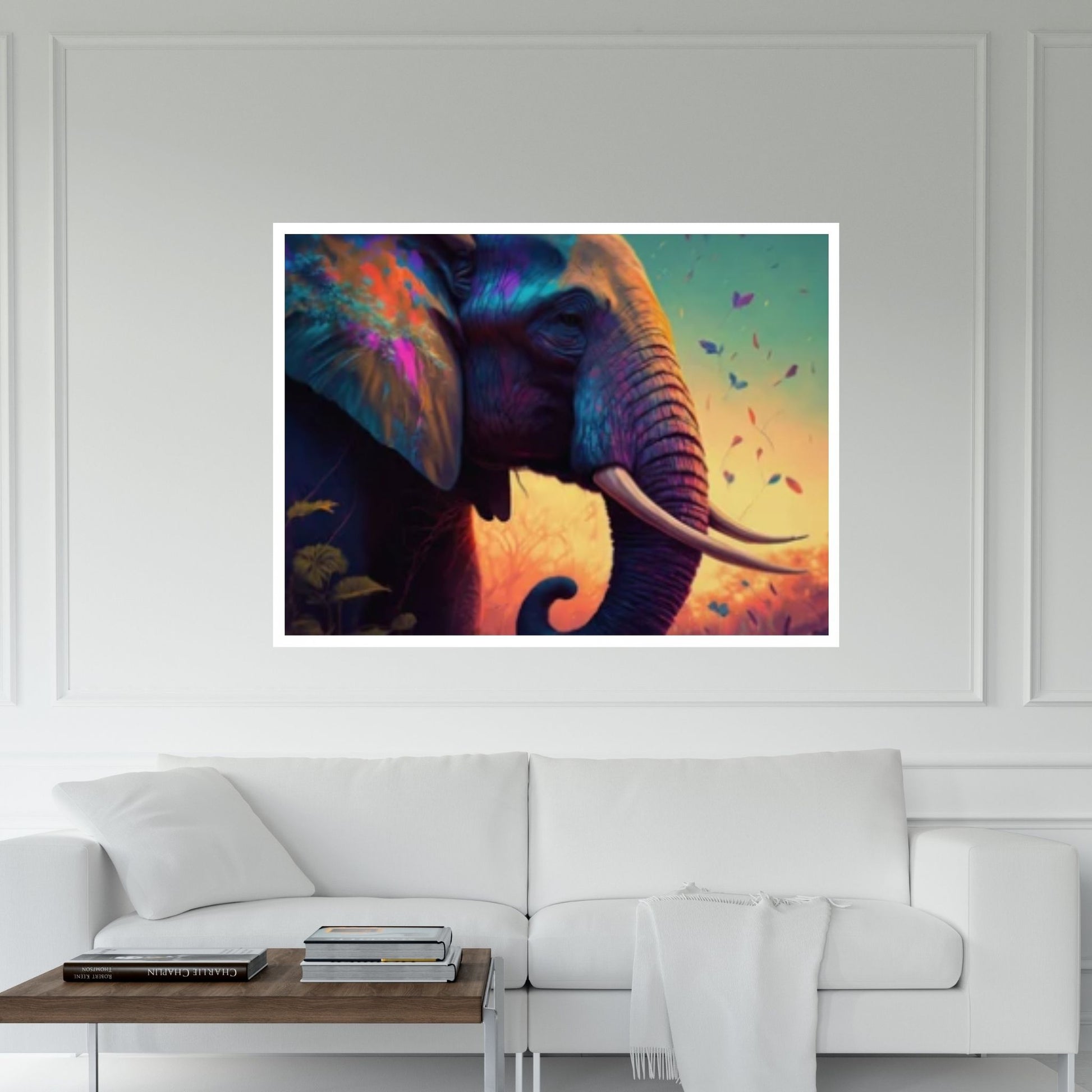 Abstract Animal Elephant Canvas Wall Art, Geometric Pop Art Portrait Illustration - Y Canvas