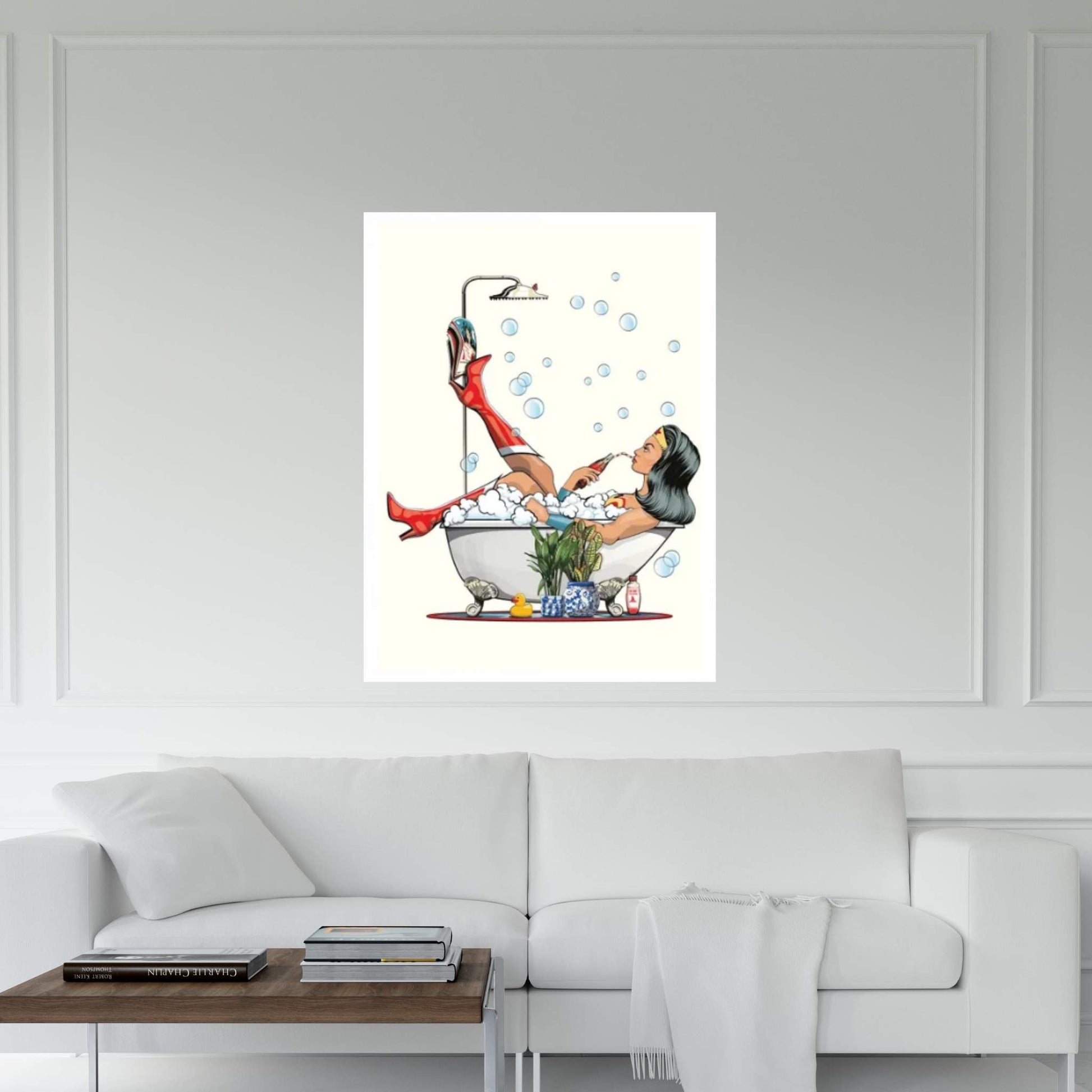 Wonder Woman In The Bath Canvas Wall Art - Y Canvas