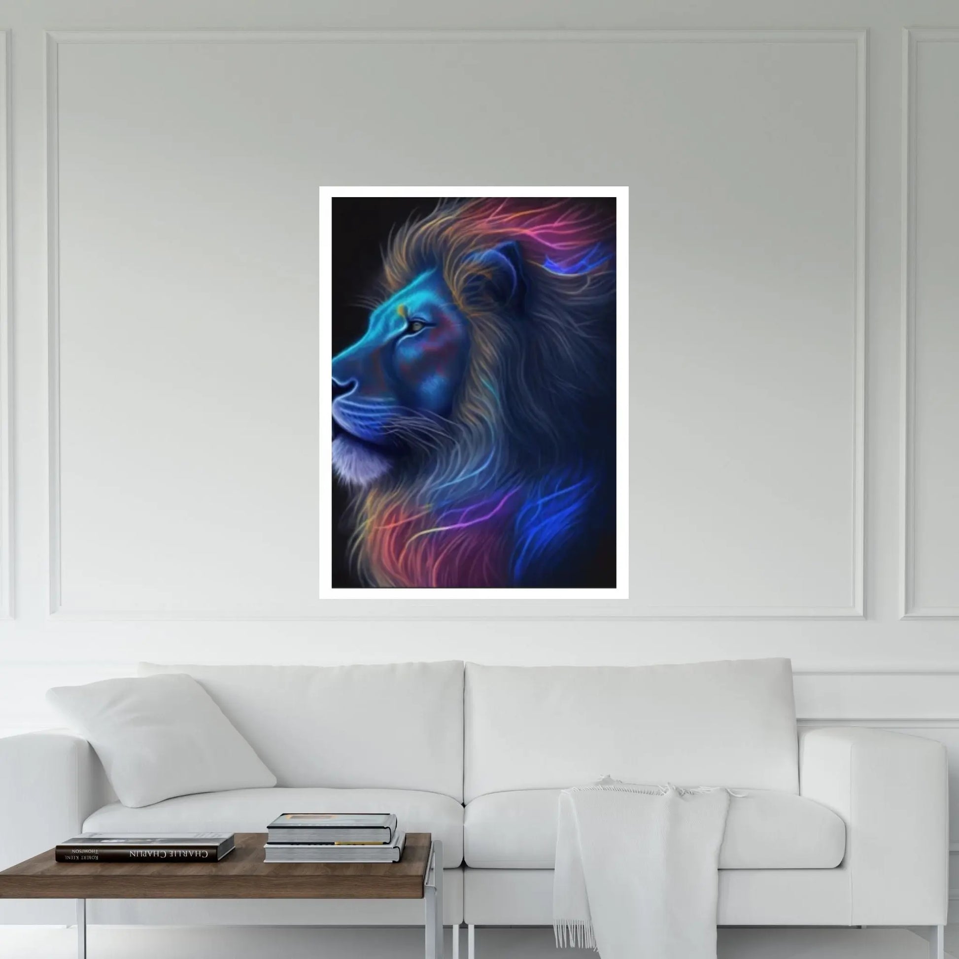 Lion Neon Canvas Wall Art Animal Wall Art, Canvas Wall Art,Animal wall art decor Large lion art - Y Canvas