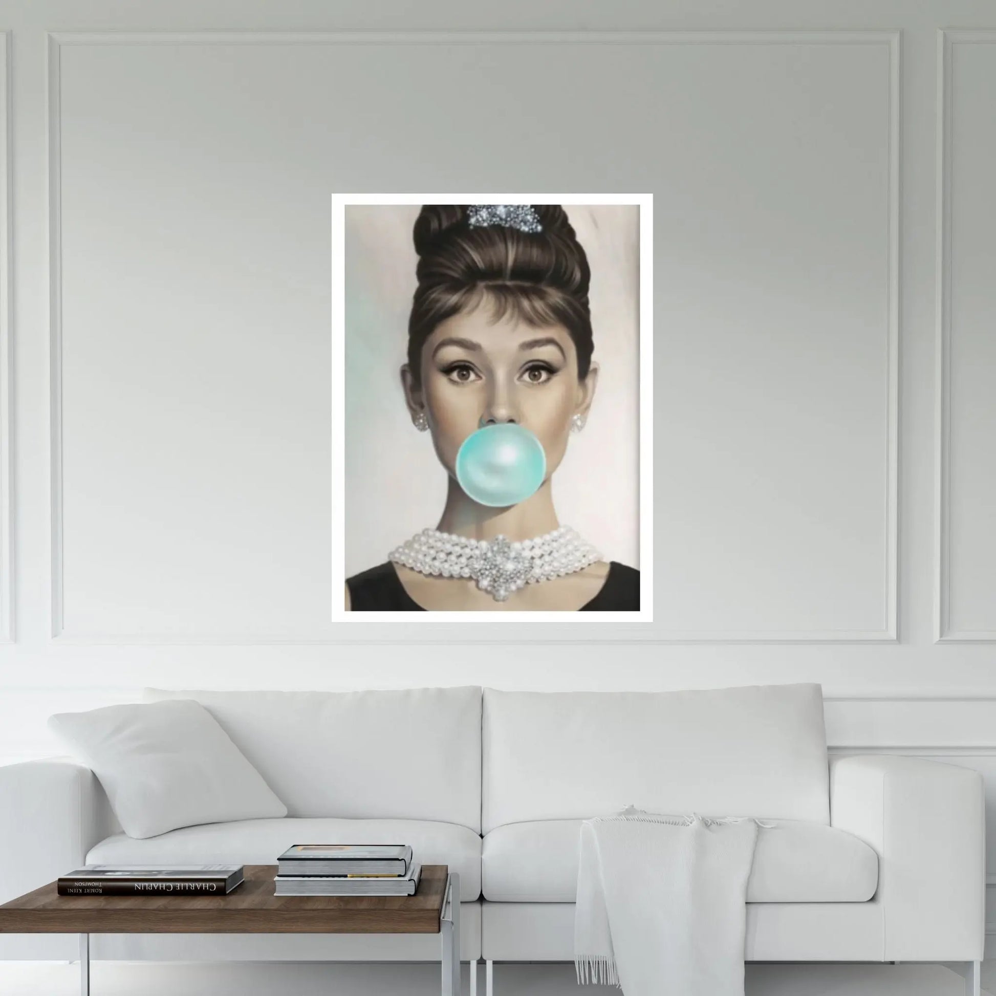 Audrey Hepburn Gum Canvas Print Breakfast at Tiffany's Wall Colored Pop Art - Y Canvas