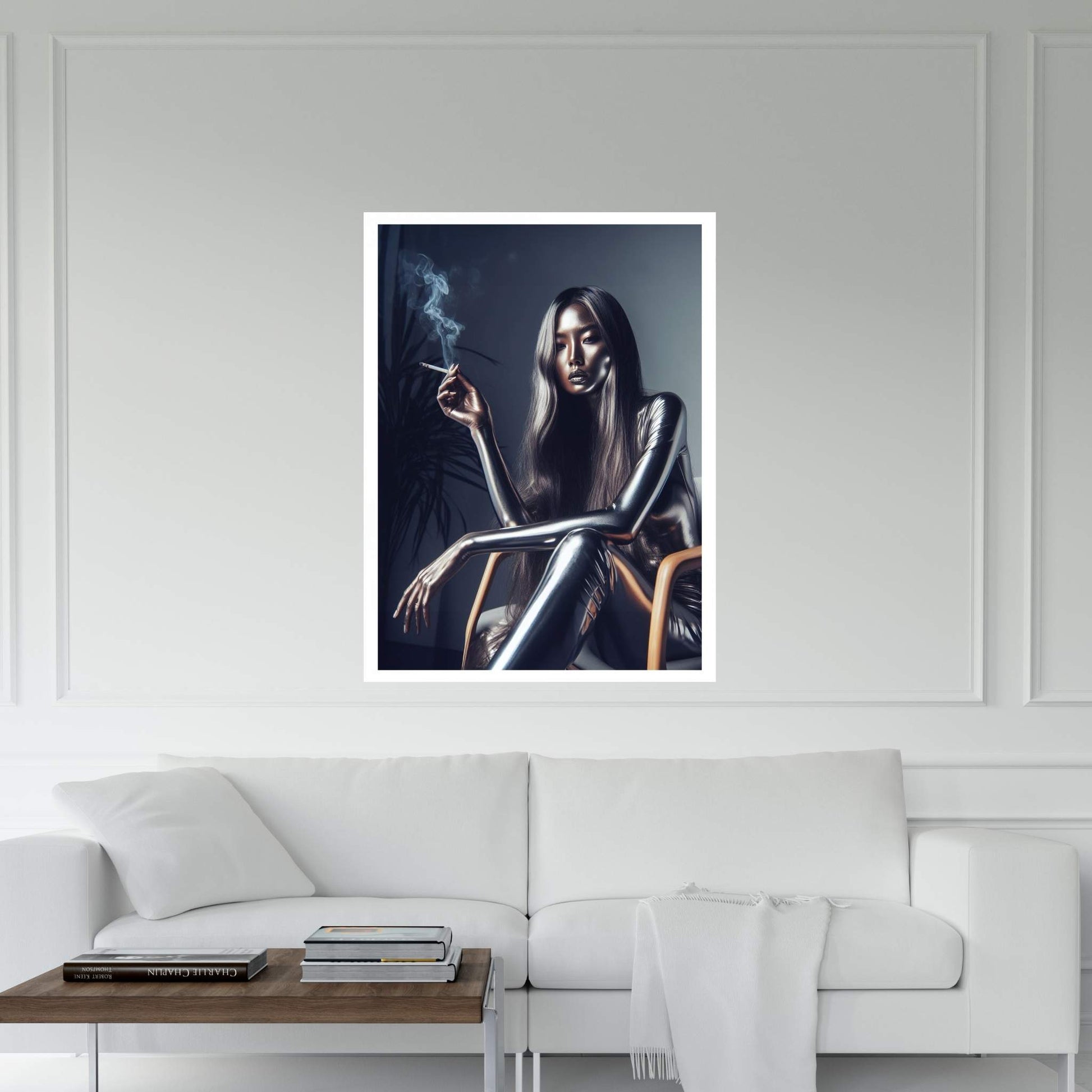 Metalic Robotics Smoke Woman Canvas Wall Art - Y Canvas