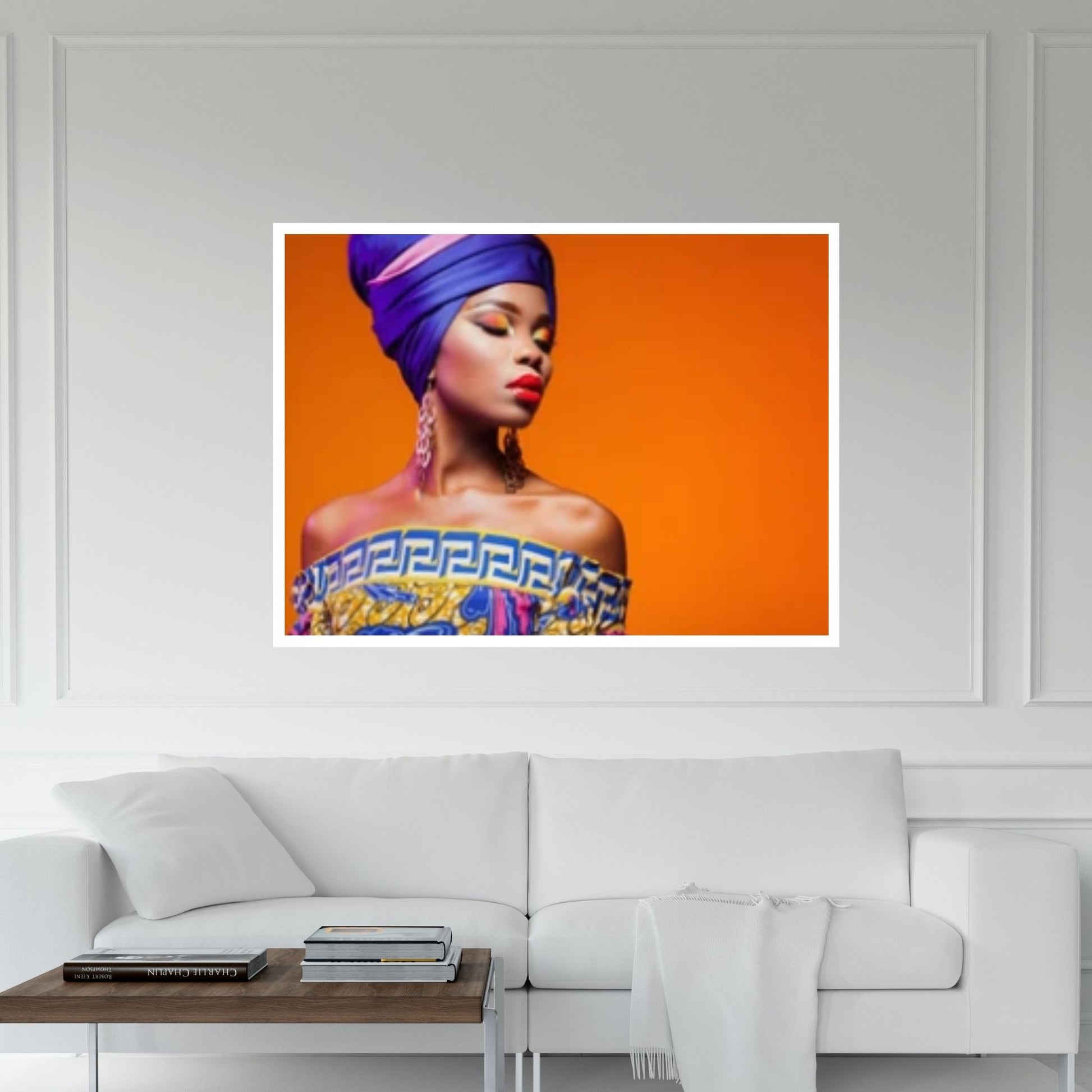 African Art Wall Decor, African Woman Makeup Wall Art, Abstract Canvas Art, Modern Gold Lips Wall Art - Y Canvas