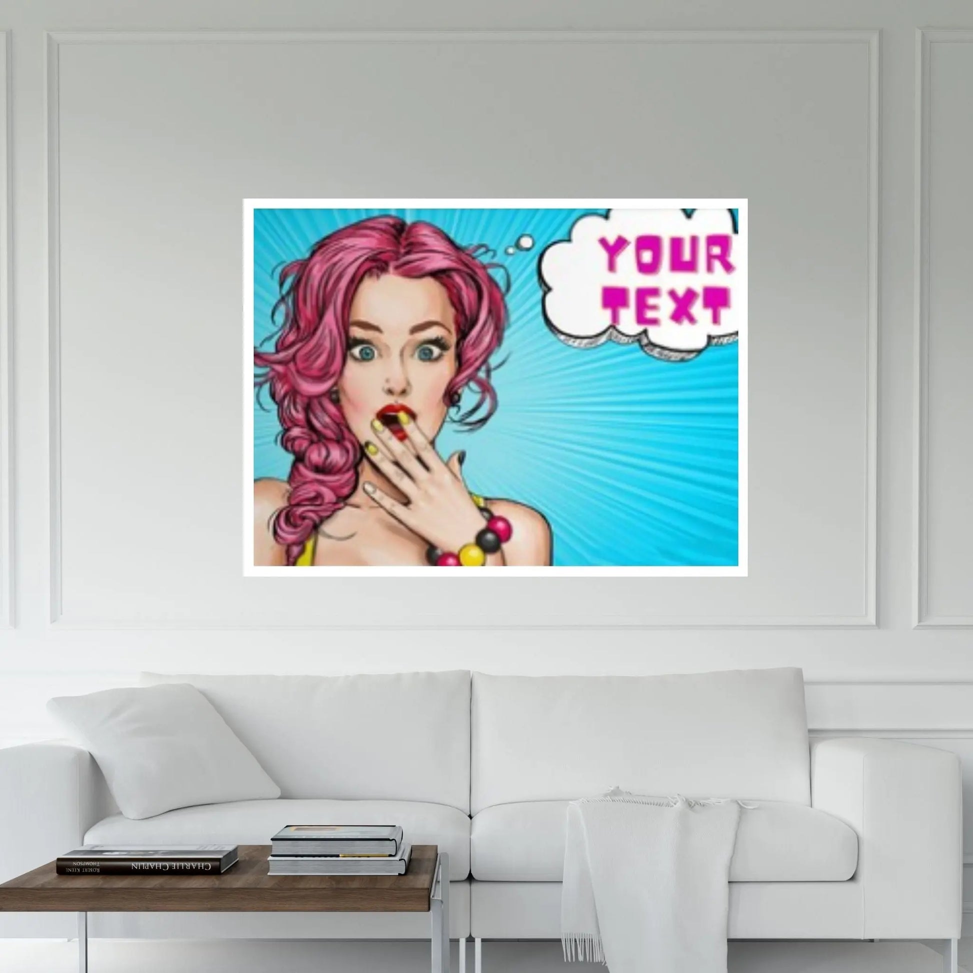 Customize Youre Text Here Pop Art Woman Wall Art, Comic Pop Art, Retro Comic - Y Canvas