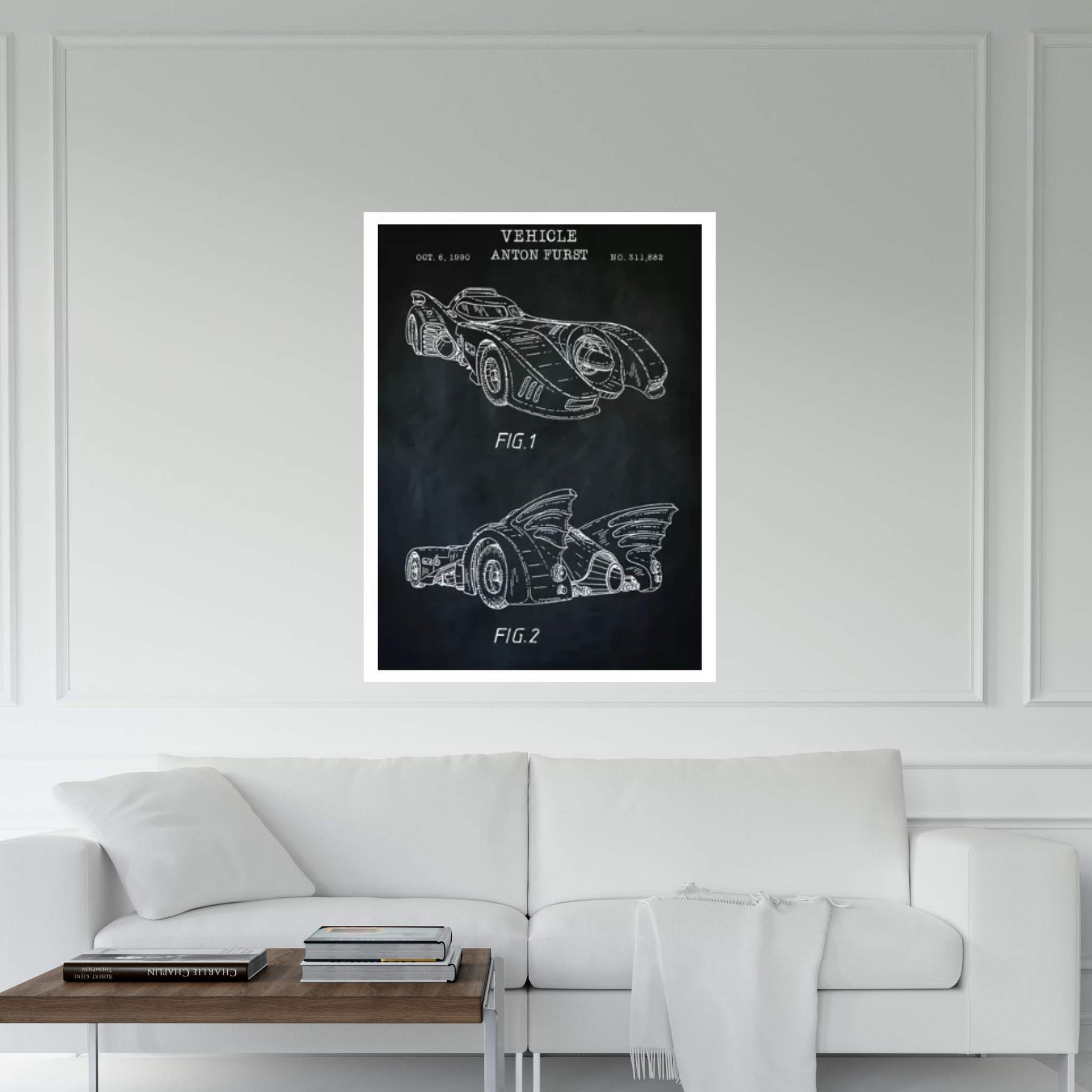 Batmobile, Black Canvas Wall Art - Y Canvas