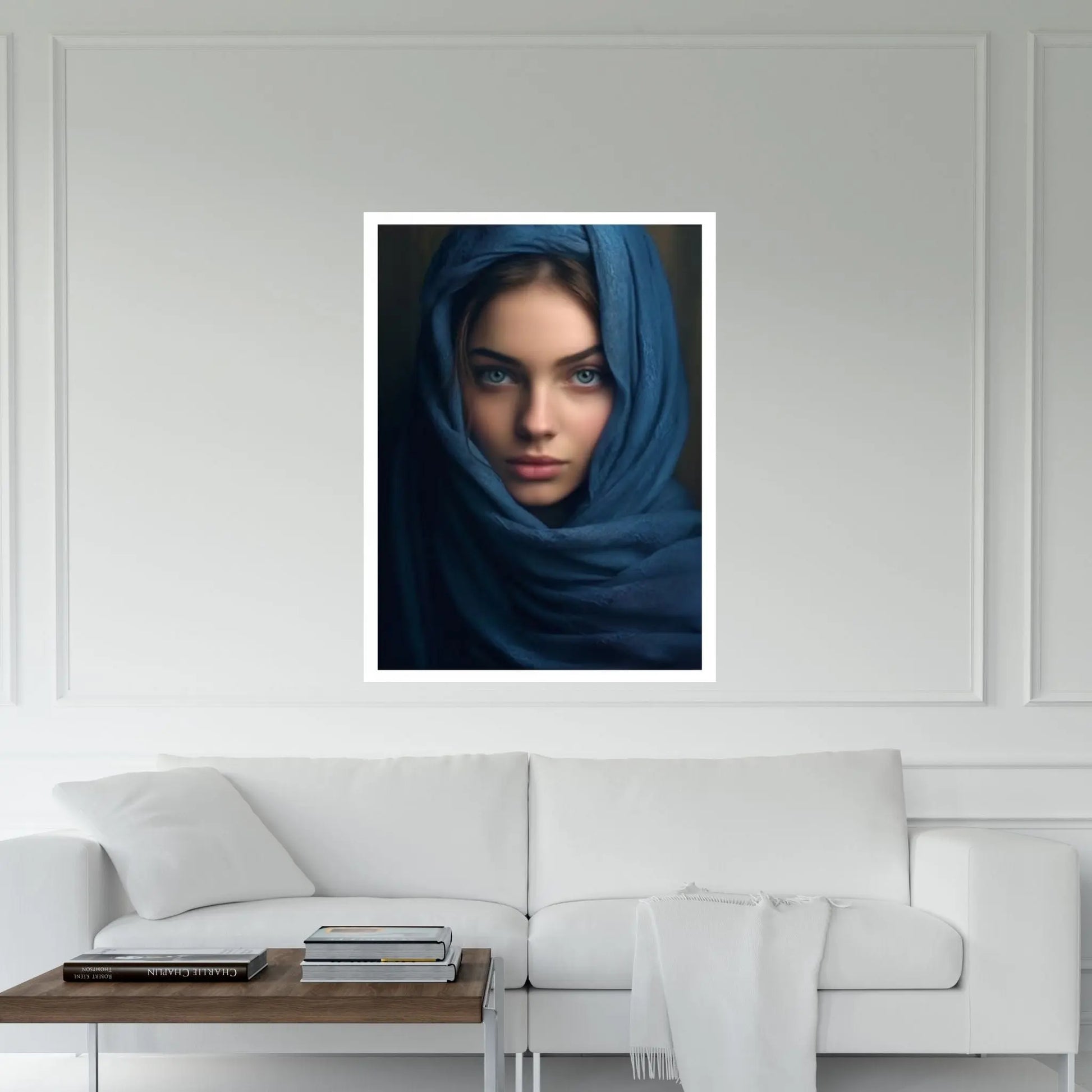 Woman Face Wall Art Print , Hijab Woman Framed Canvas, Muslim Woman Canvas, Islamic Wall Art, Islamic Holy Wall Art - Y Canvas