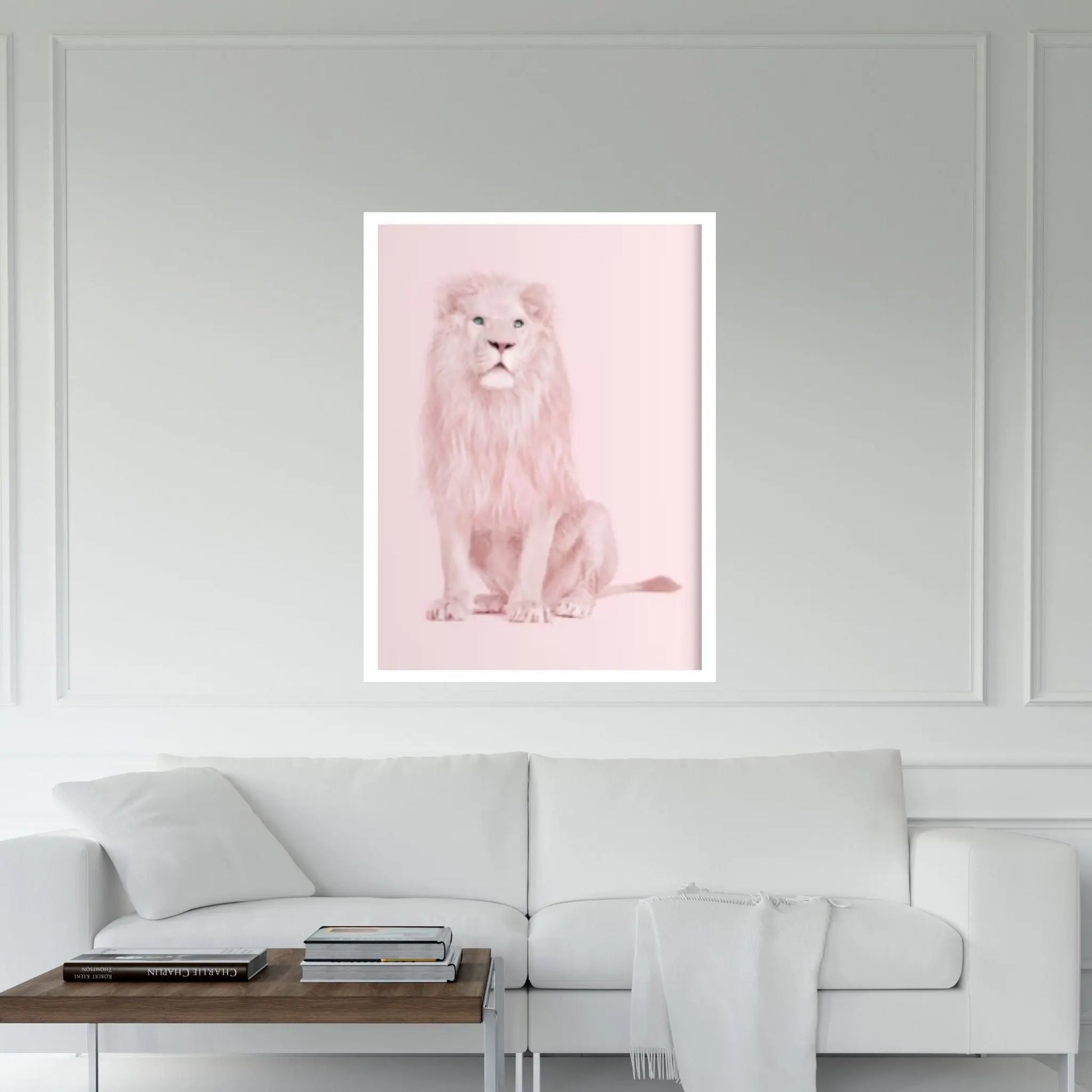 Pink Lion Canvas Wall Art Animal Wall Art, Animal wall art decor Large lion art - Y Canvas