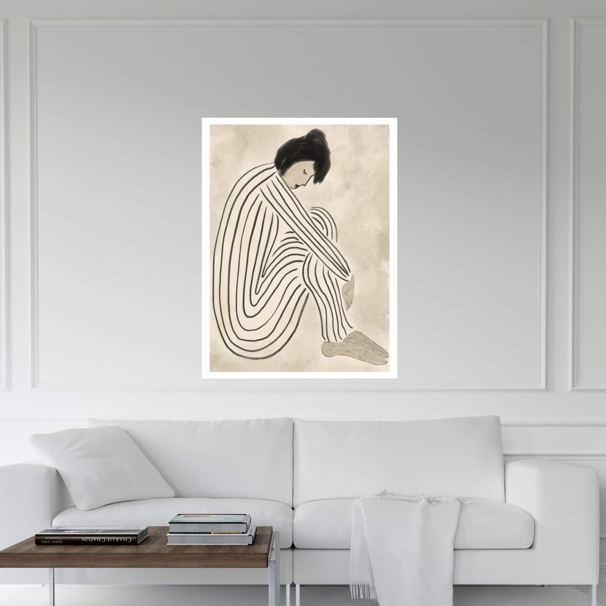 Abstract Modern Line Human, Lonely Person Depression Canvas Wall Art Home Decor - Y Canvas