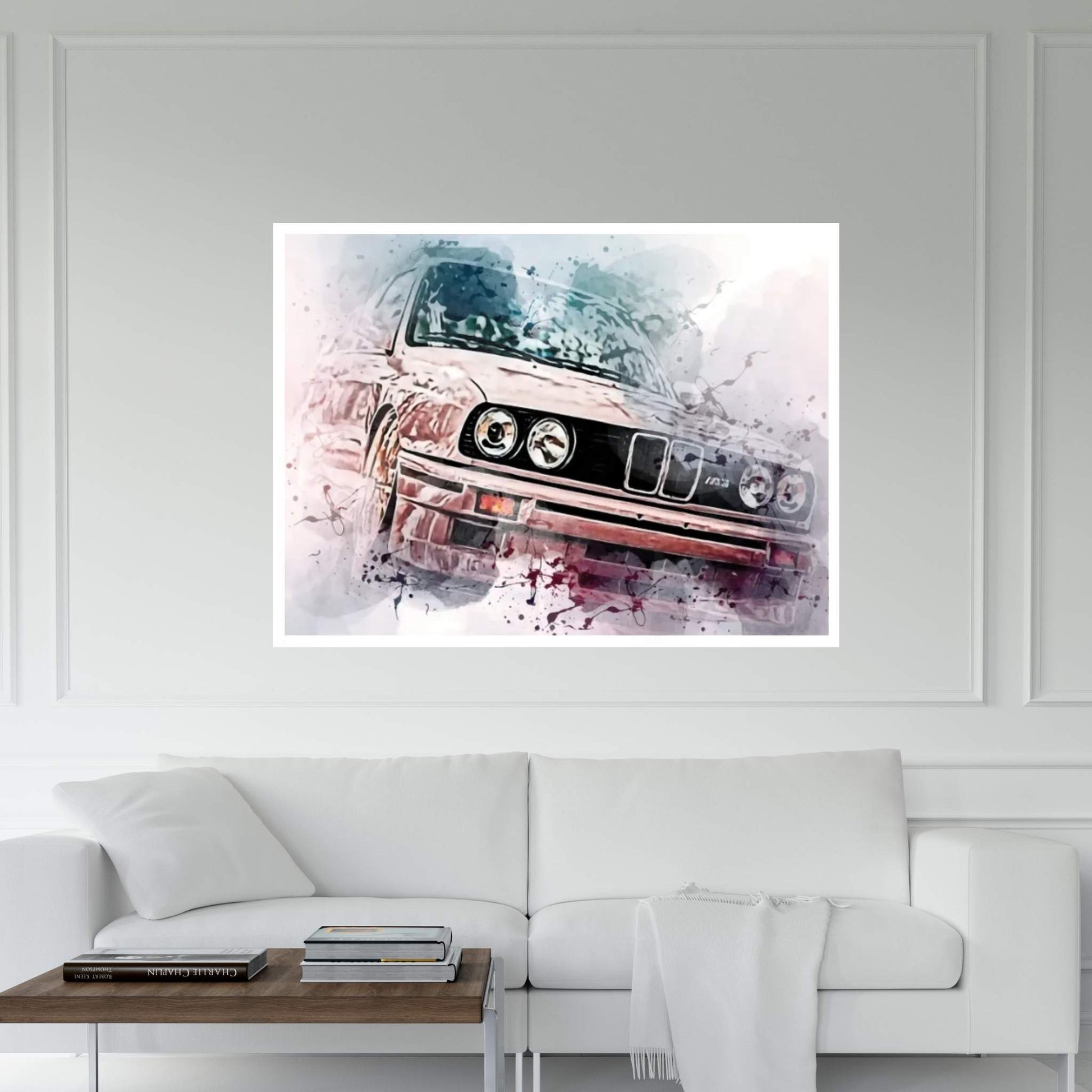 BMW M3 E30 Pink M3 E30 Gold Wheels Canvas Wall Art - Y Canvas