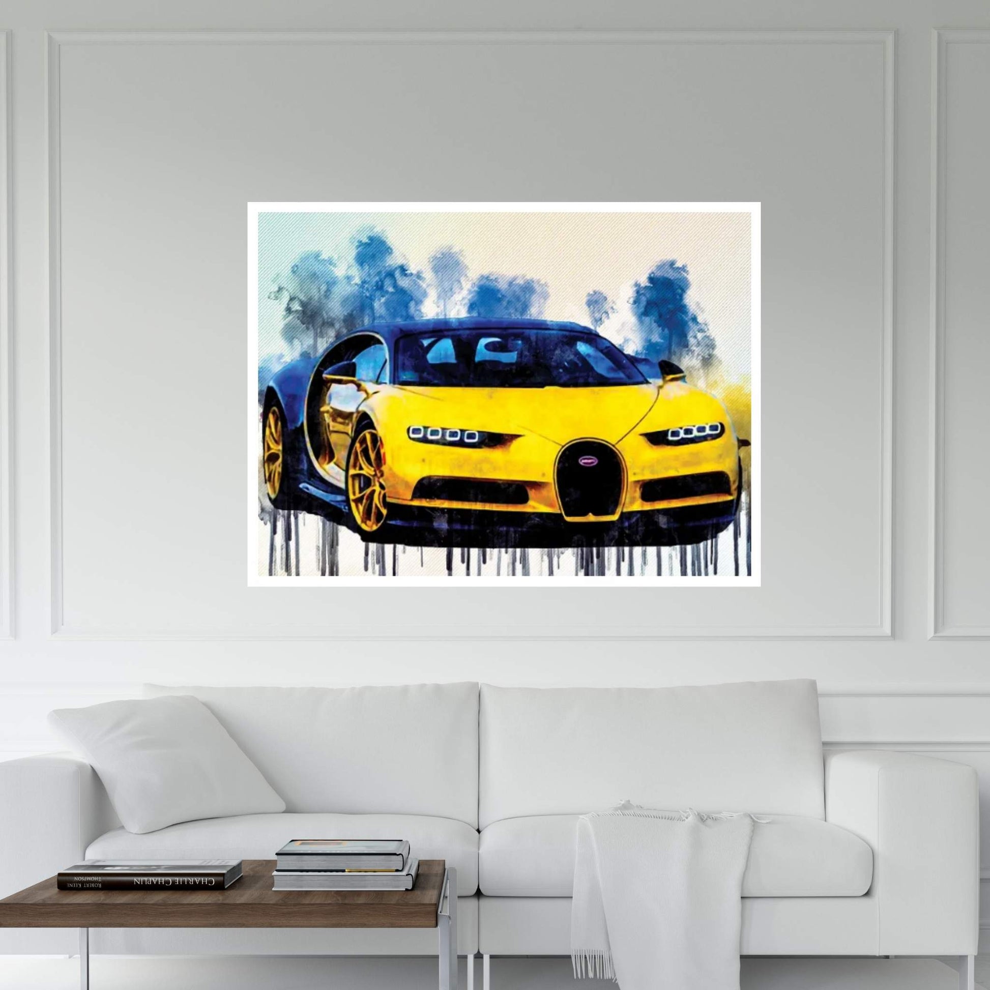 Bugatti Chiron 2017 Yellow Chiron Hypercar Canvas Wall Art - Y Canvas