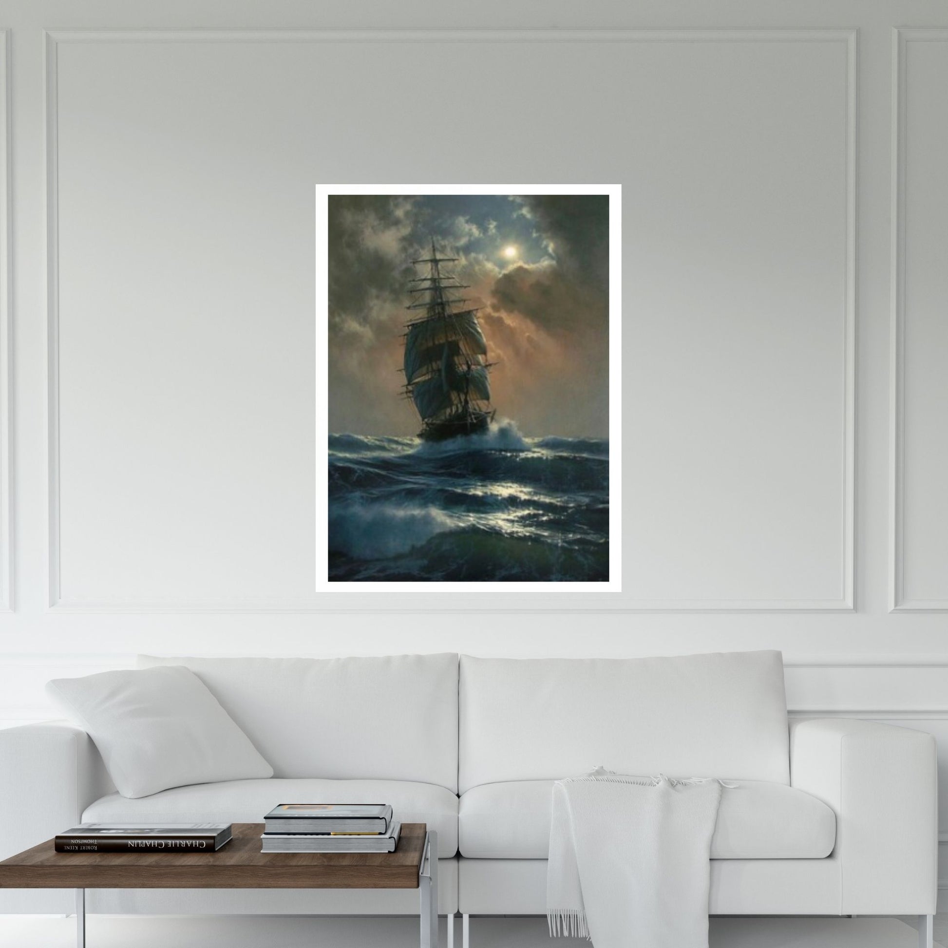 Large Dark Sea Pirates Ship Canvas Wall Art, Pirates Canvas Wall Print, Corsair on Sea Wall Hangings - Y Canvas