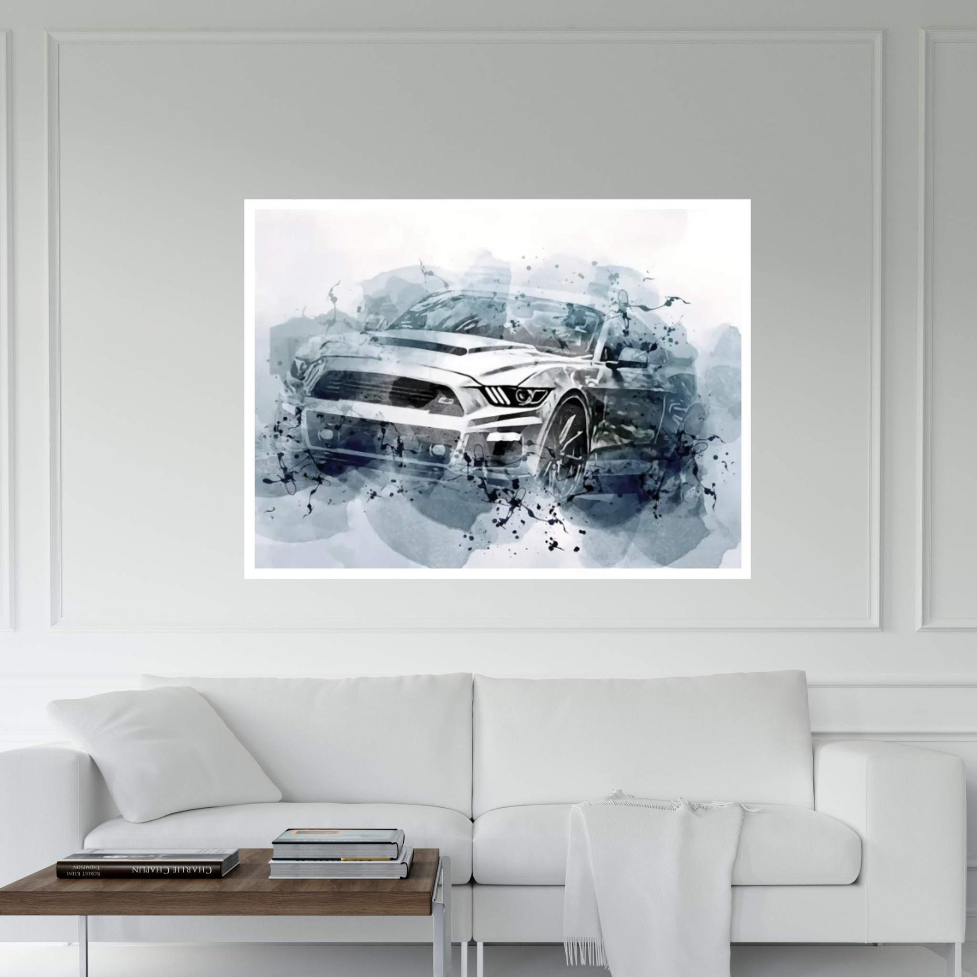 Ford Mustang S550 Exterior White Sports Coupe Canvas Wall Art - Y Canvas