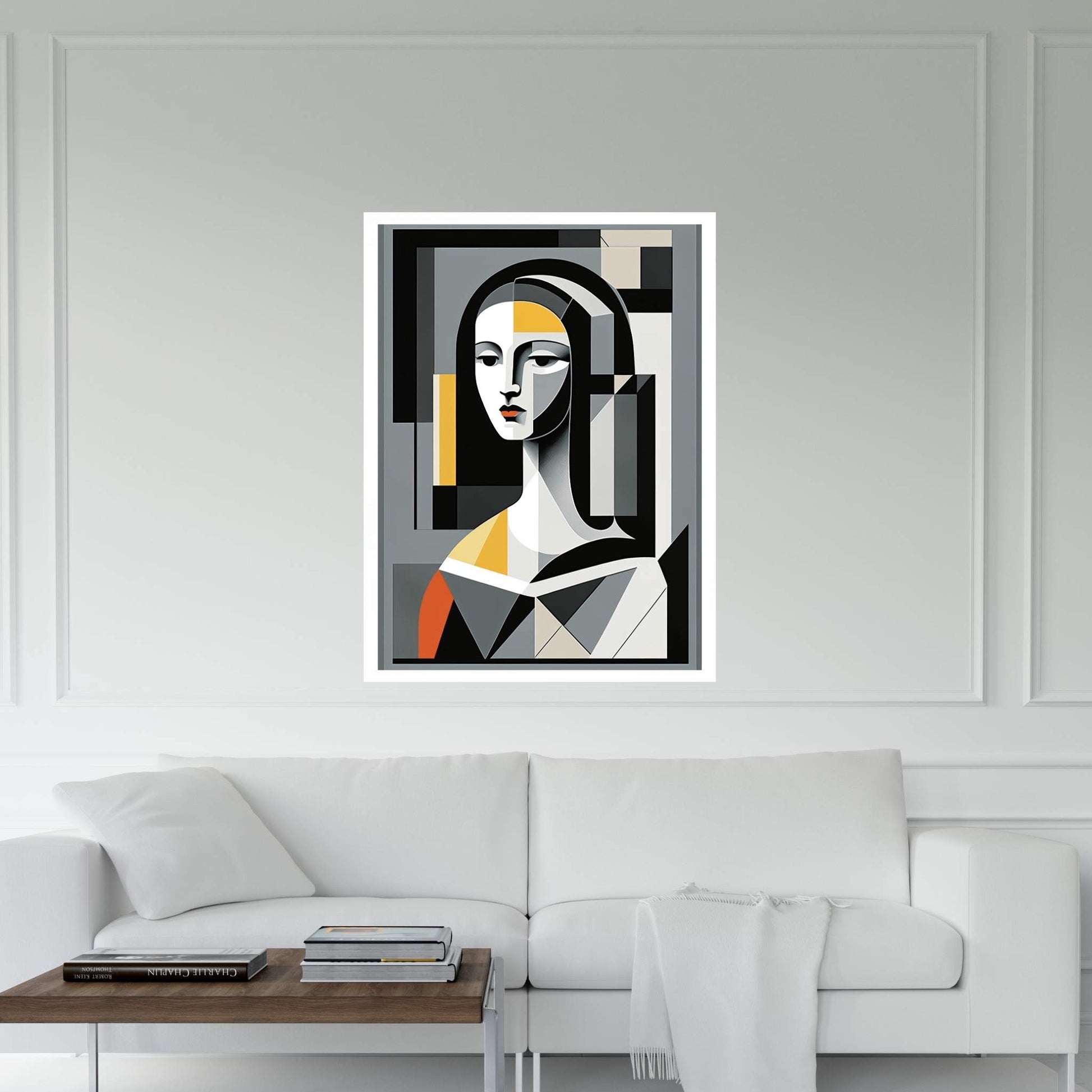 Modern Mona Lisa Picasso Style Reproduction Modern Abstract Canvas Wall Art - Y Canvas