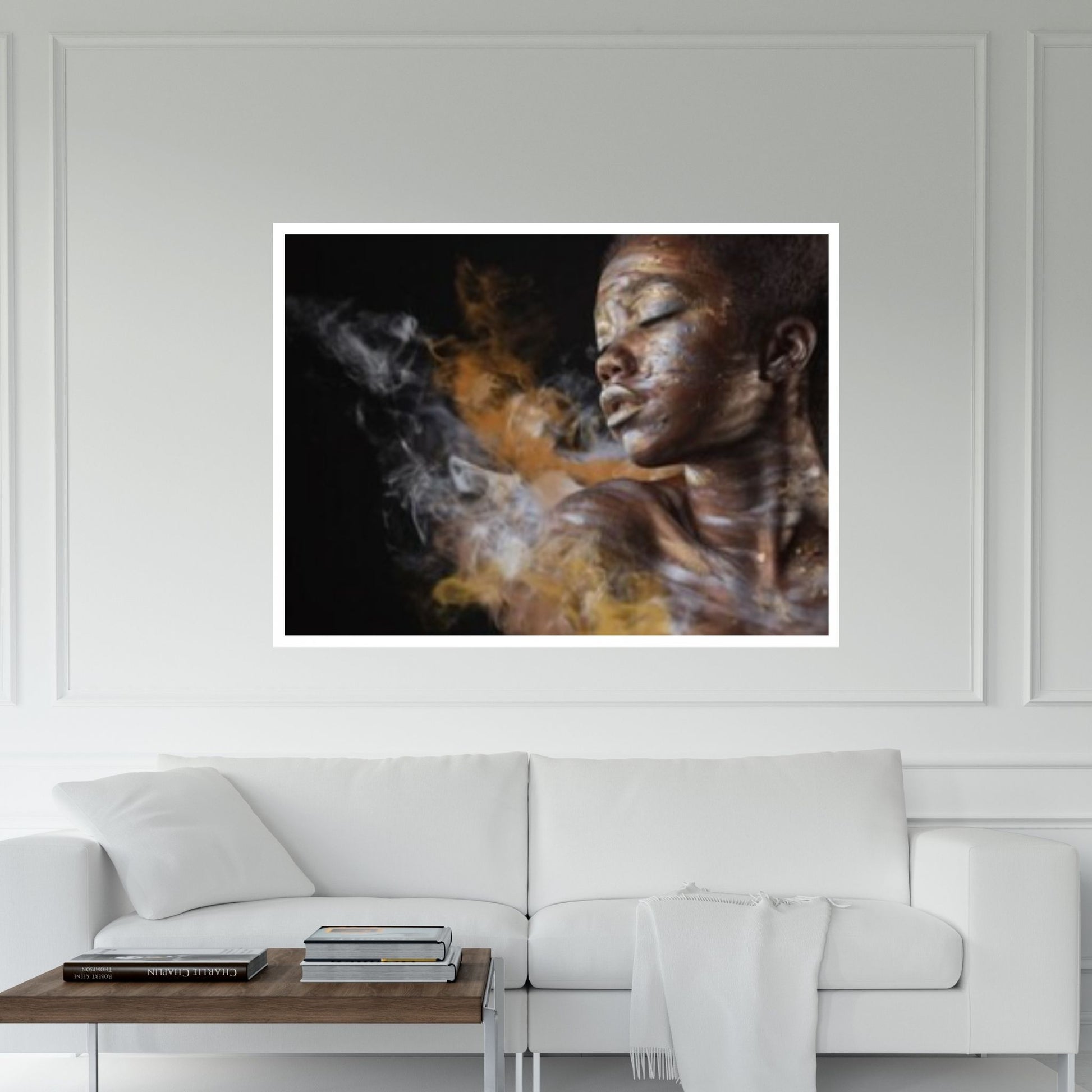 African Art Wall Decor, African Woman Makeup Wall Art, Abstract Canvas Art, Modern Gold Lips Wall Art - Y Canvas