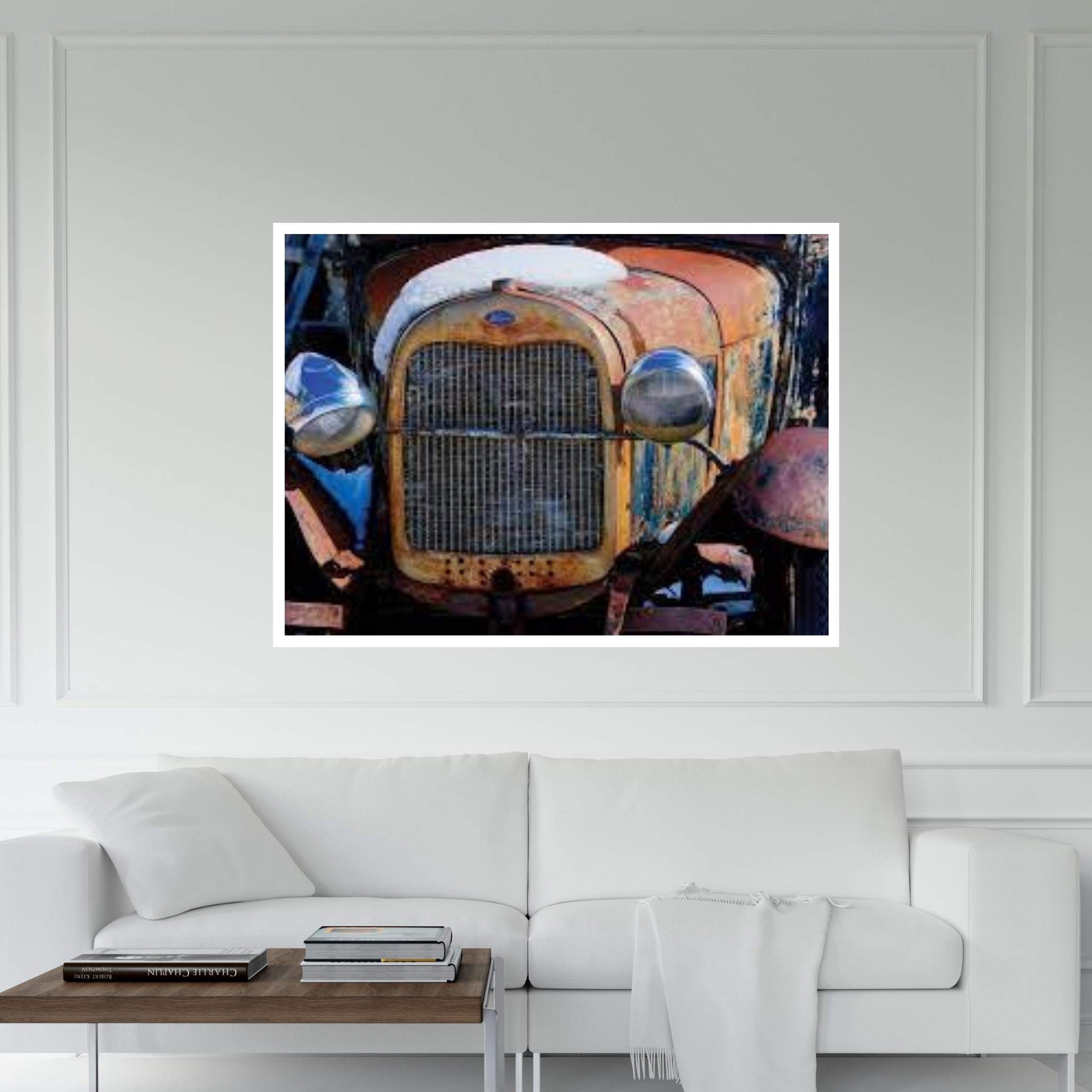 Snowy Model-T 2 Canvas Wall Art - Y Canvas