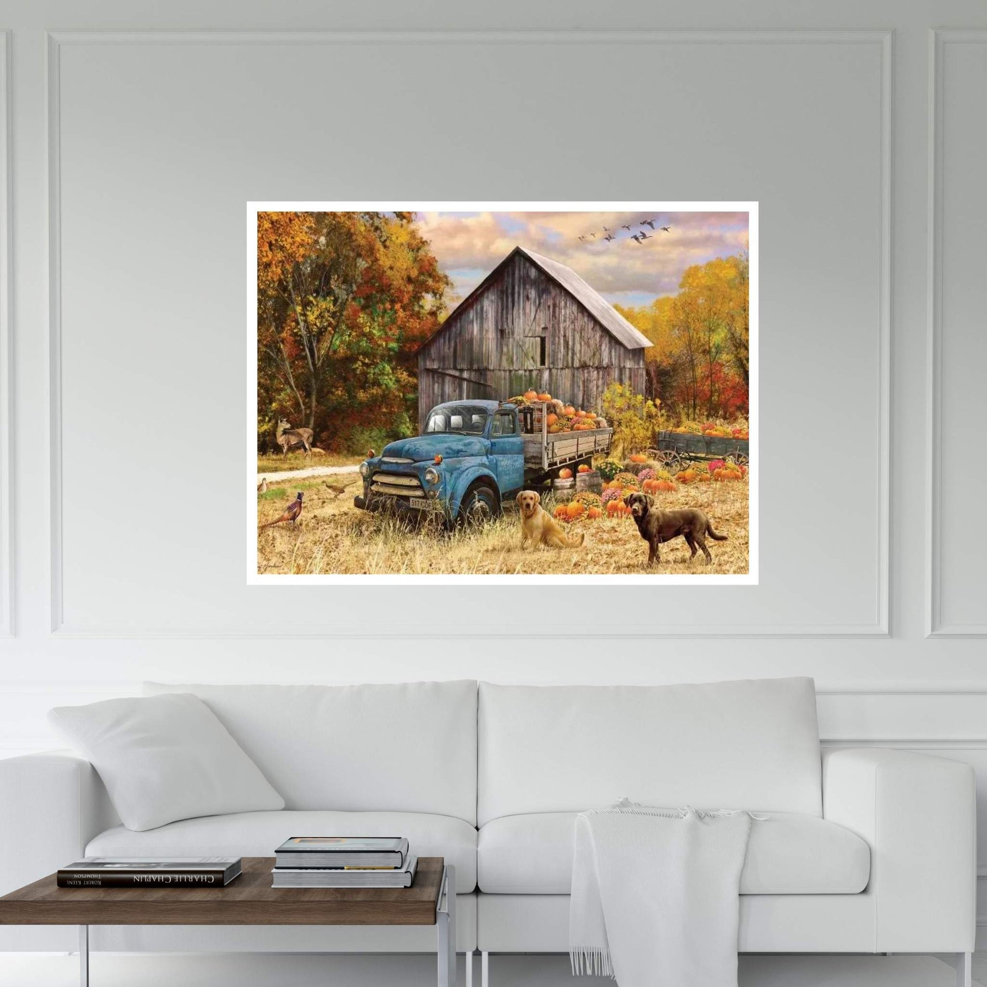 Fall Truck And Barn Canvas Wall Art - Y Canvas