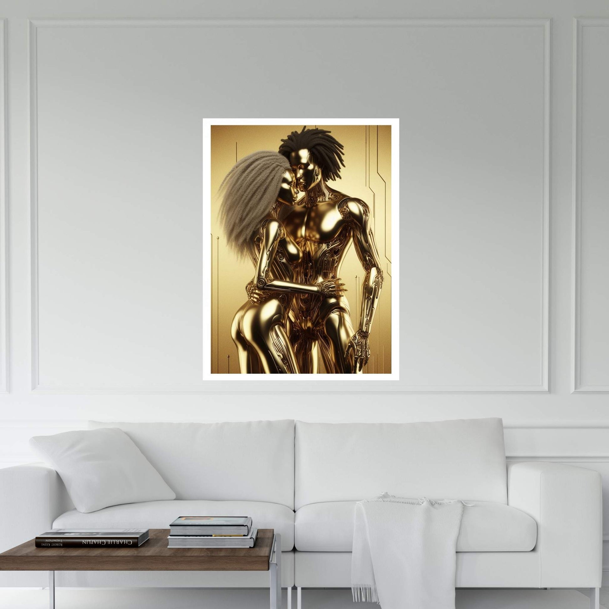 Metalic Gold Love Couple Canvas Wall Art - Y Canvas