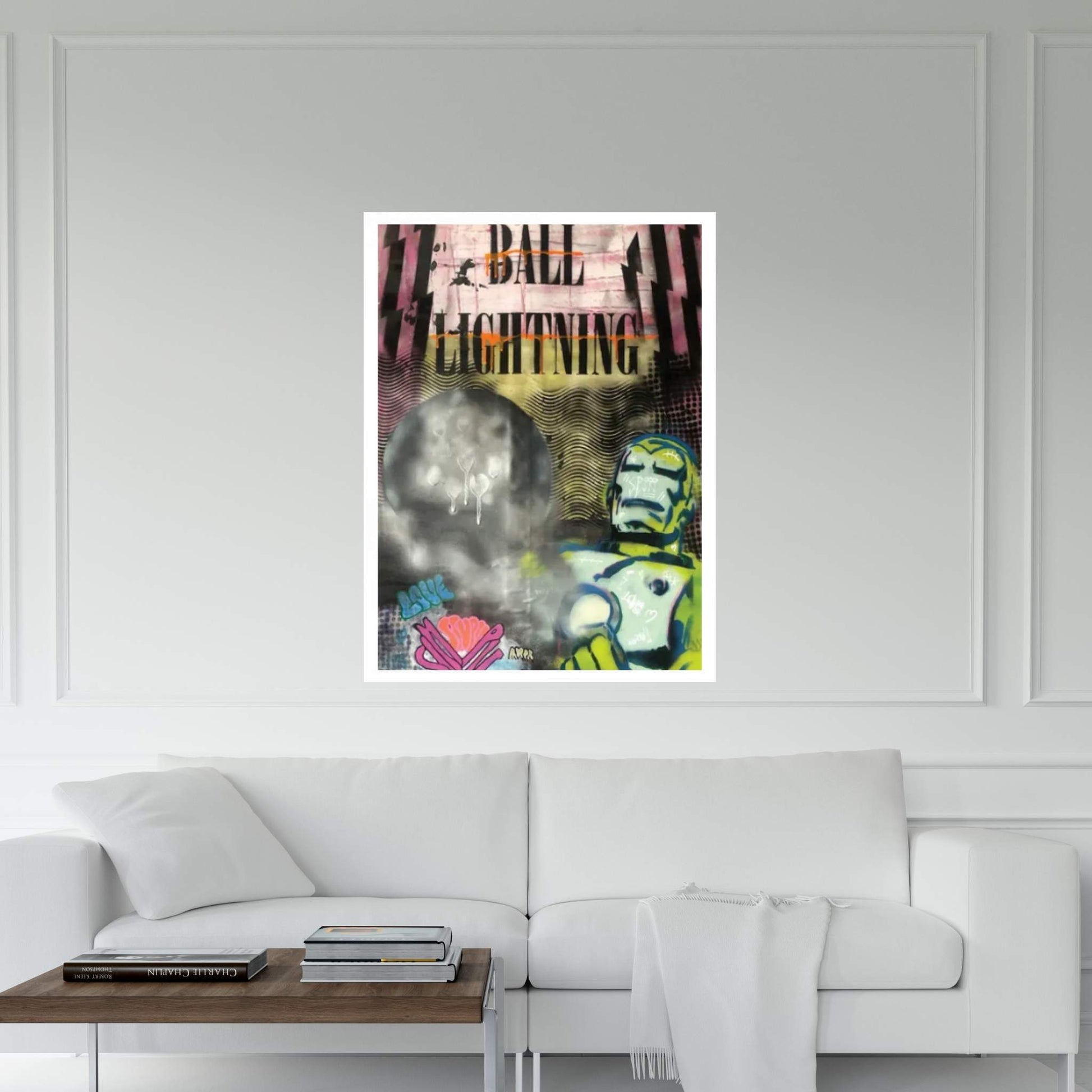 Comics Ball Lightning Ironman Graffiti Throwup Canvas Wall Art - Y Canvas