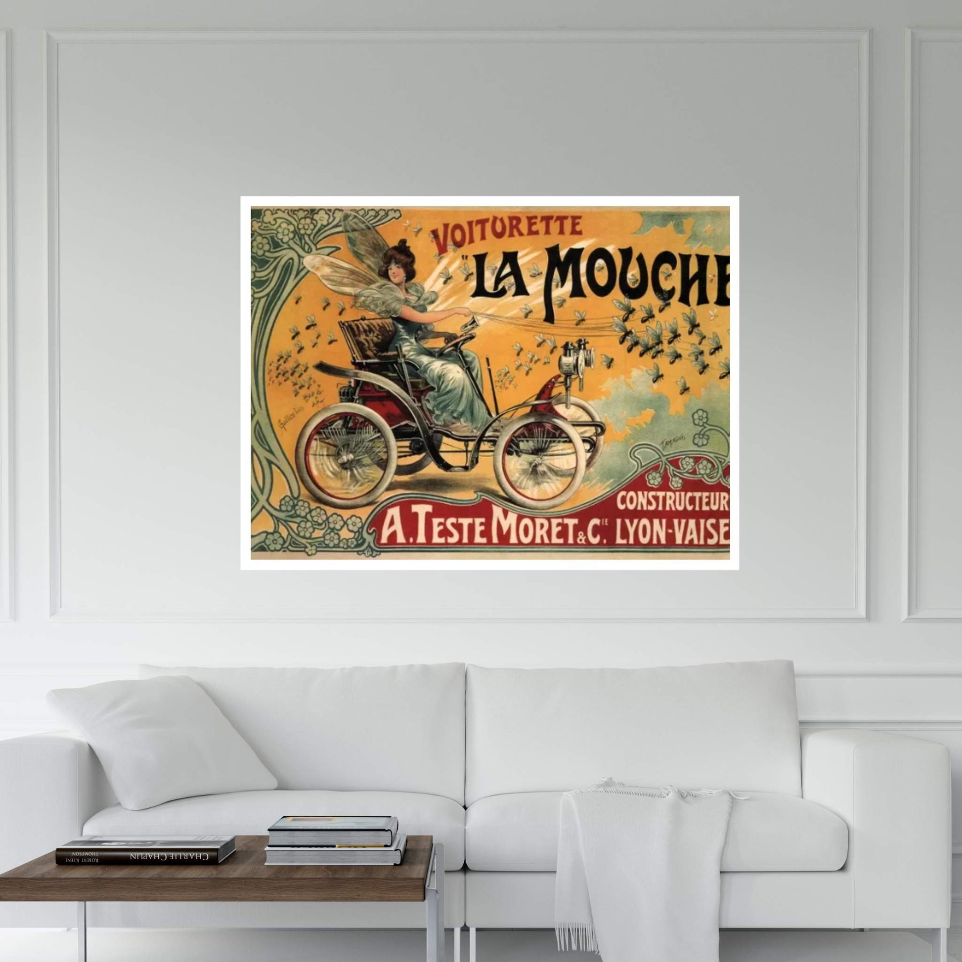 Voiturette La Mouche Advertising Vintage Poster Canvas Wall Art - Y Canvas