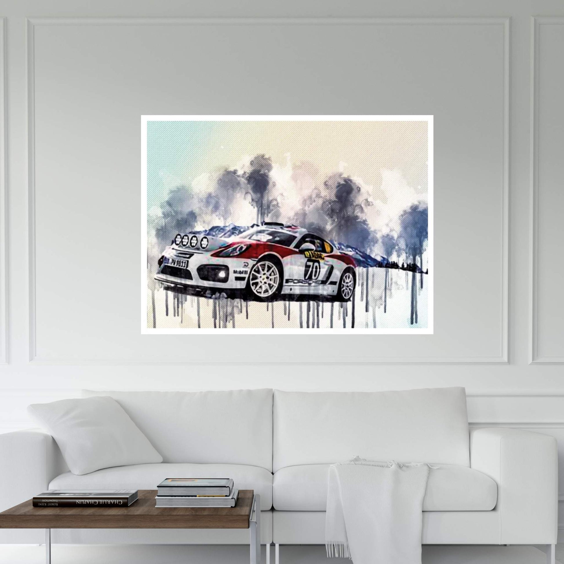 Porsche Cayman Gt4 Clubsport 2019 Racing Car Winter Snow Rally Tuning German Sports Cars Canvas Wall Art - Y Canvas